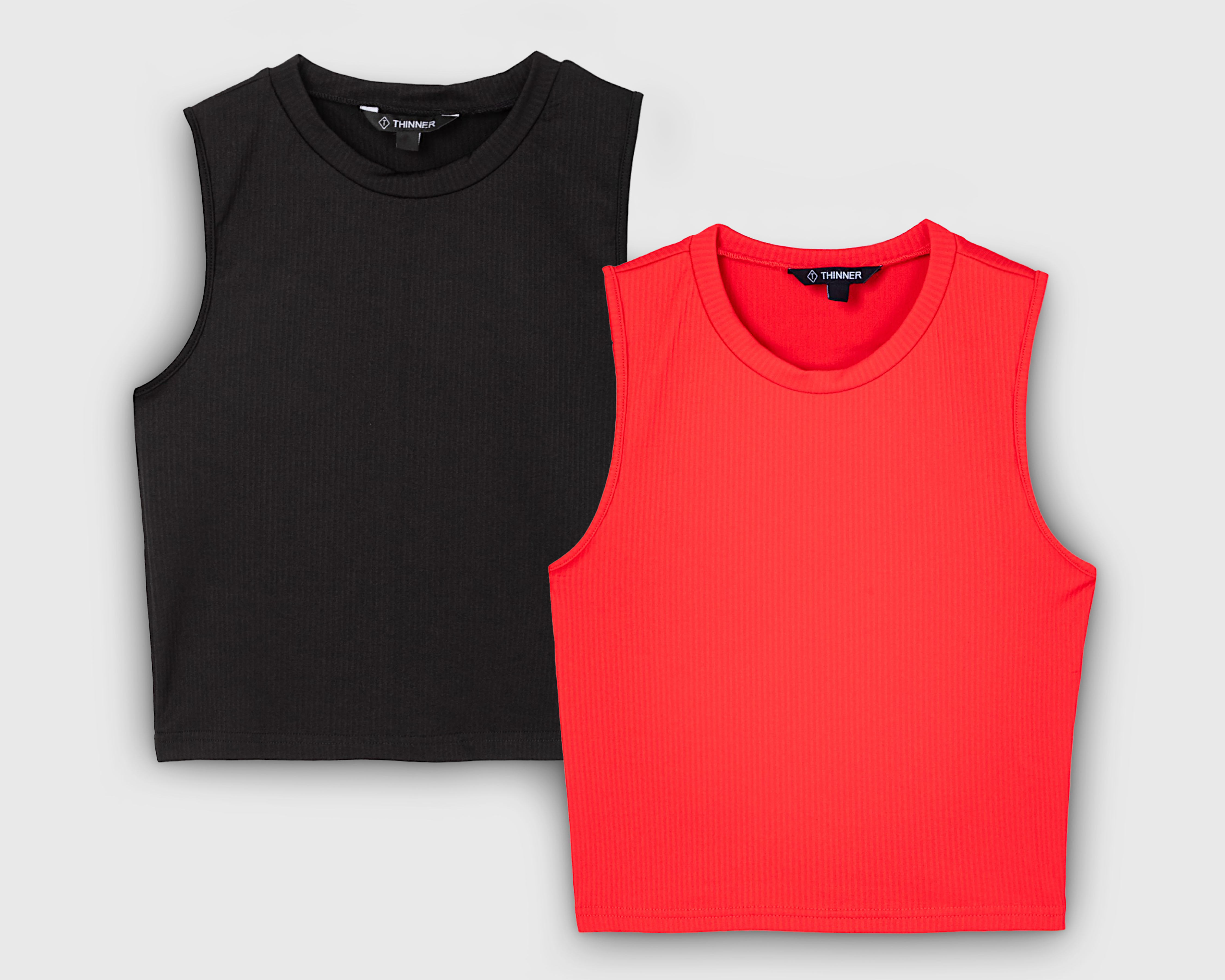 Crop Top Thinner sin Mangas para Mujer 2 Piezas