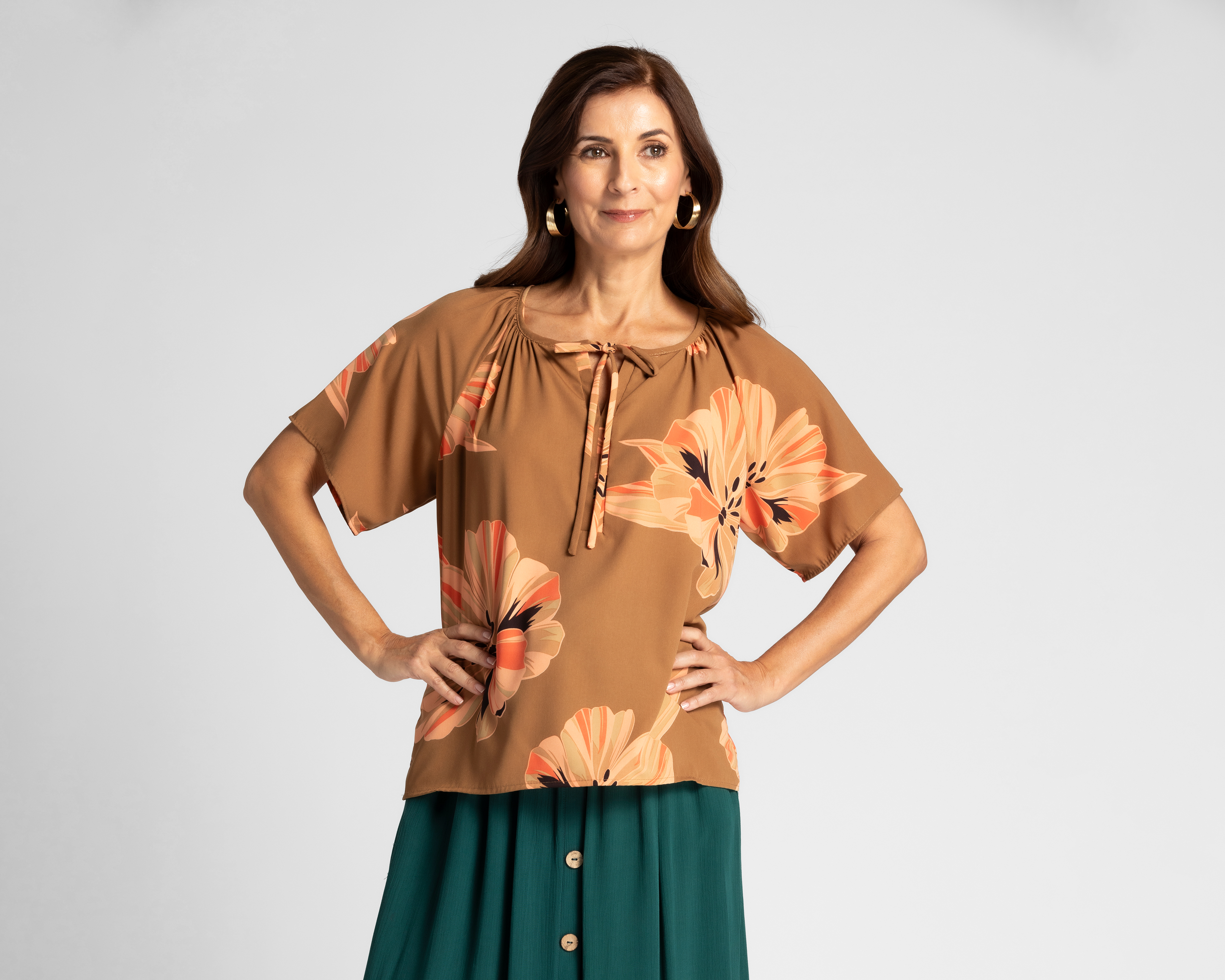 Blusa Lady Sun Manga Corta Floral