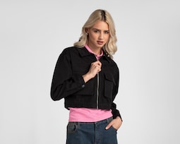 Chamarra Negra con Cierre Refill para Mujer