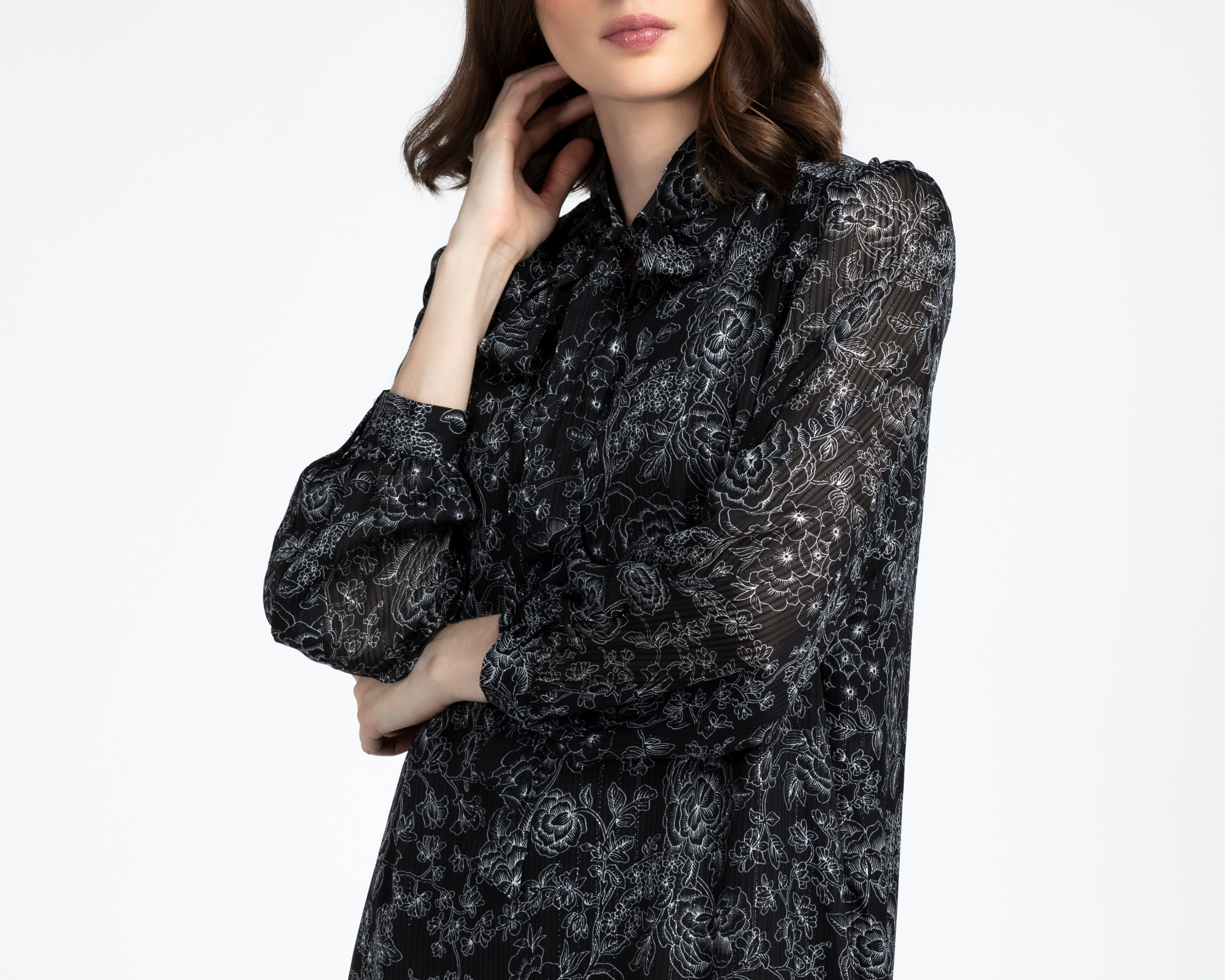 Foto 4 | Foto 4 | Vestido Formal Sahara Negro Manga Larga Estampado para Mujer