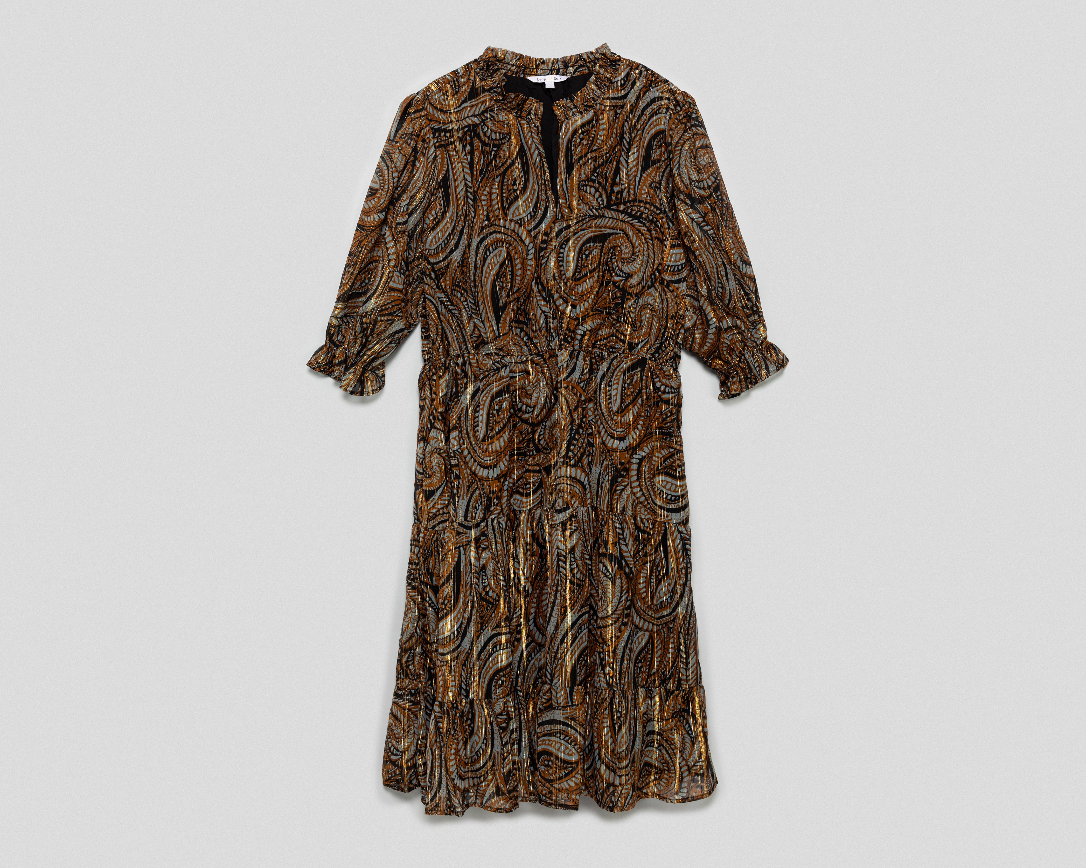 Vestido Formal Lady Sun Mnaga Larga Estampado Midi para Mujer