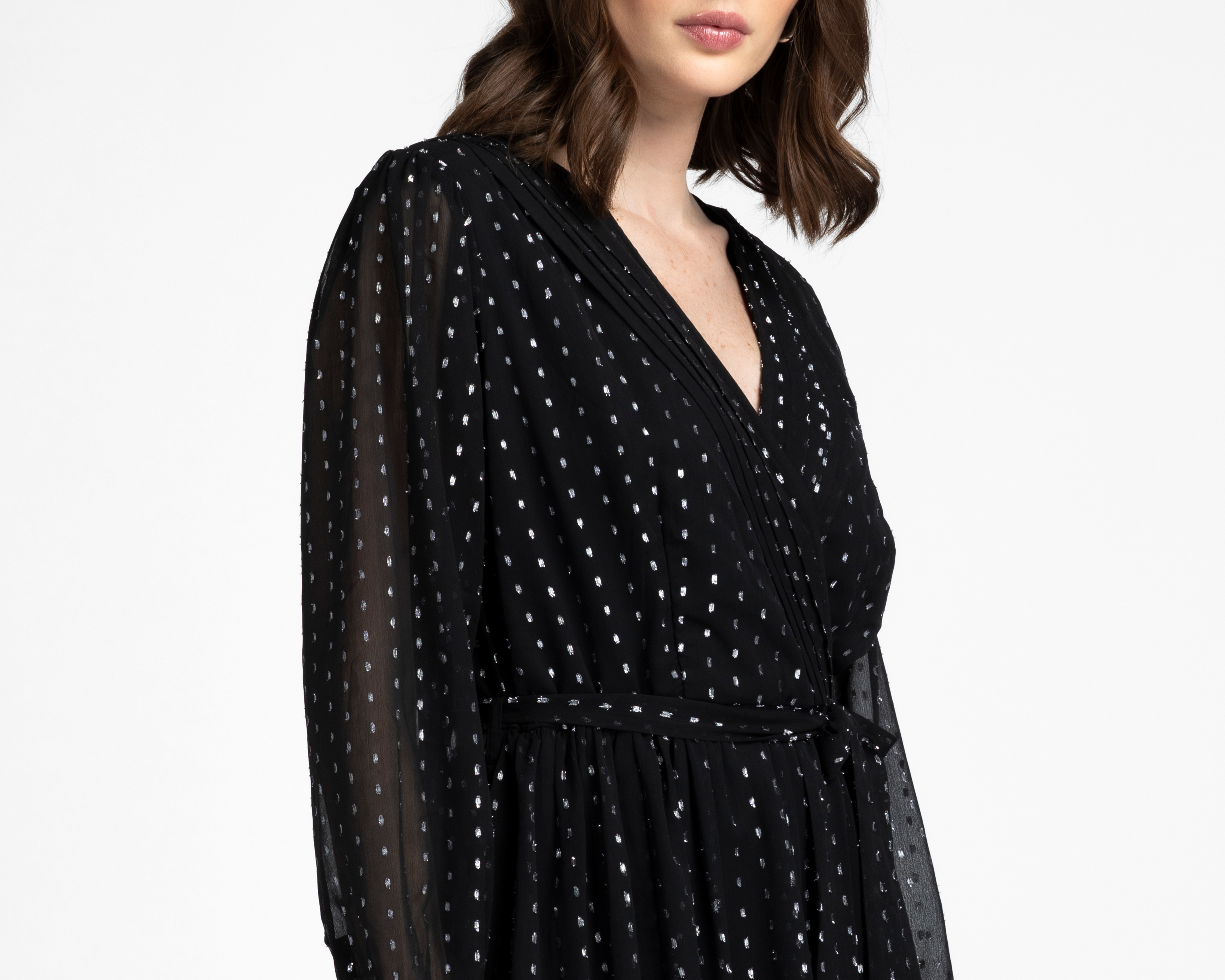 Foto 4 | Foto 4 | Vestido Formal Sahara Negro Manga Larga con Escote V para Mujer