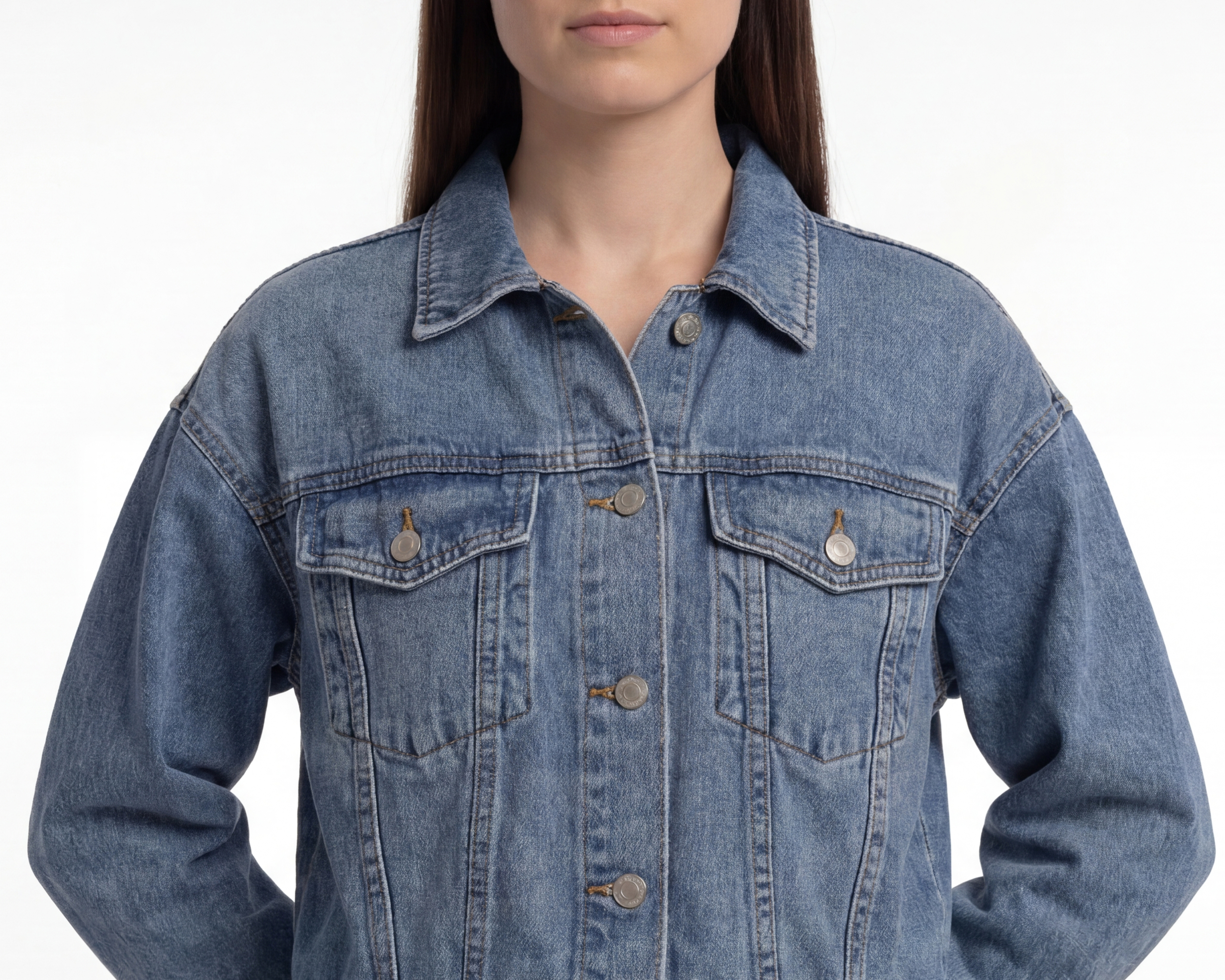 Foto 4 | Foto 4 | Chamarra de Algodón Azul Refill para Mujer