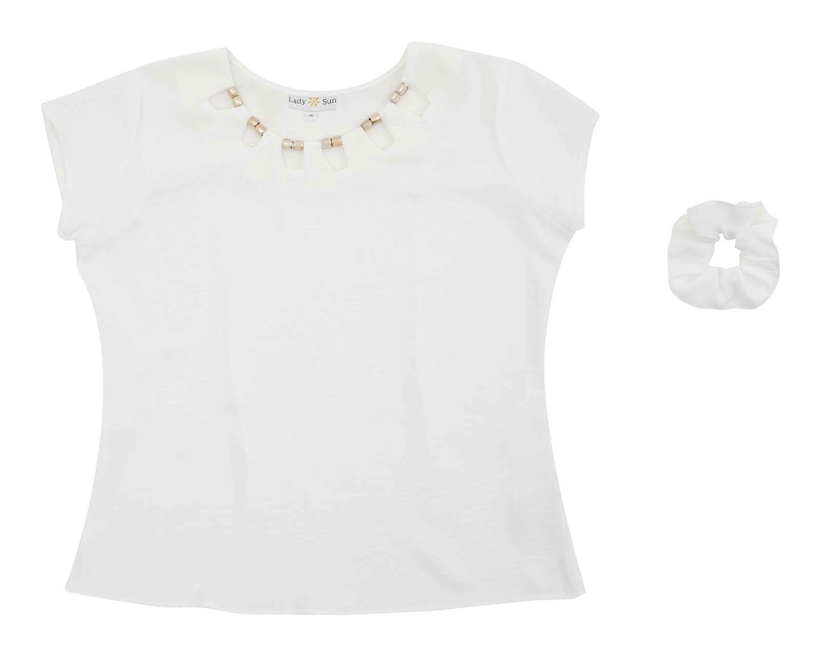 Blusa Lady Sun Manga Corta Cuello Redondo
