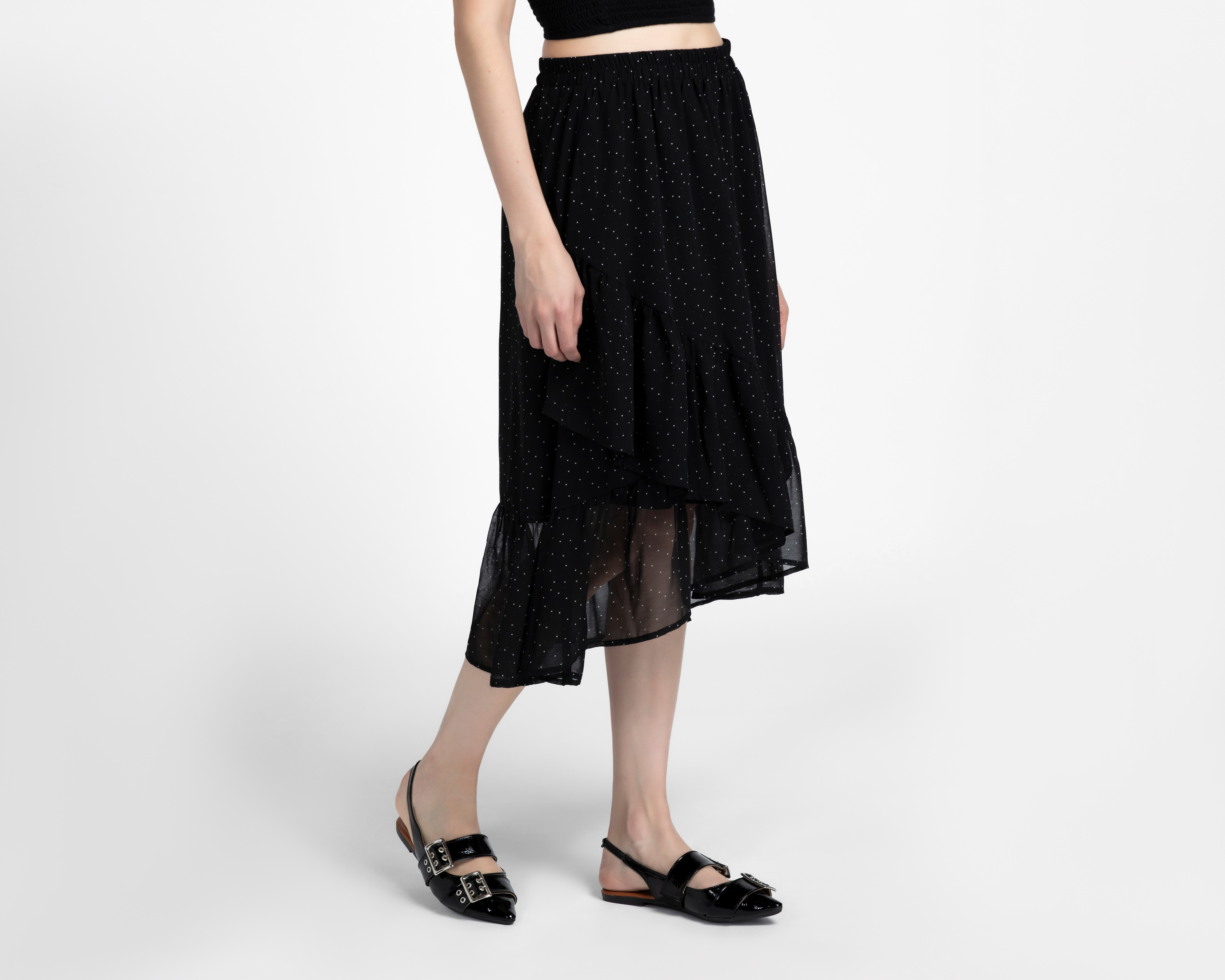 Falda Midi Sahara Negra para Mujer