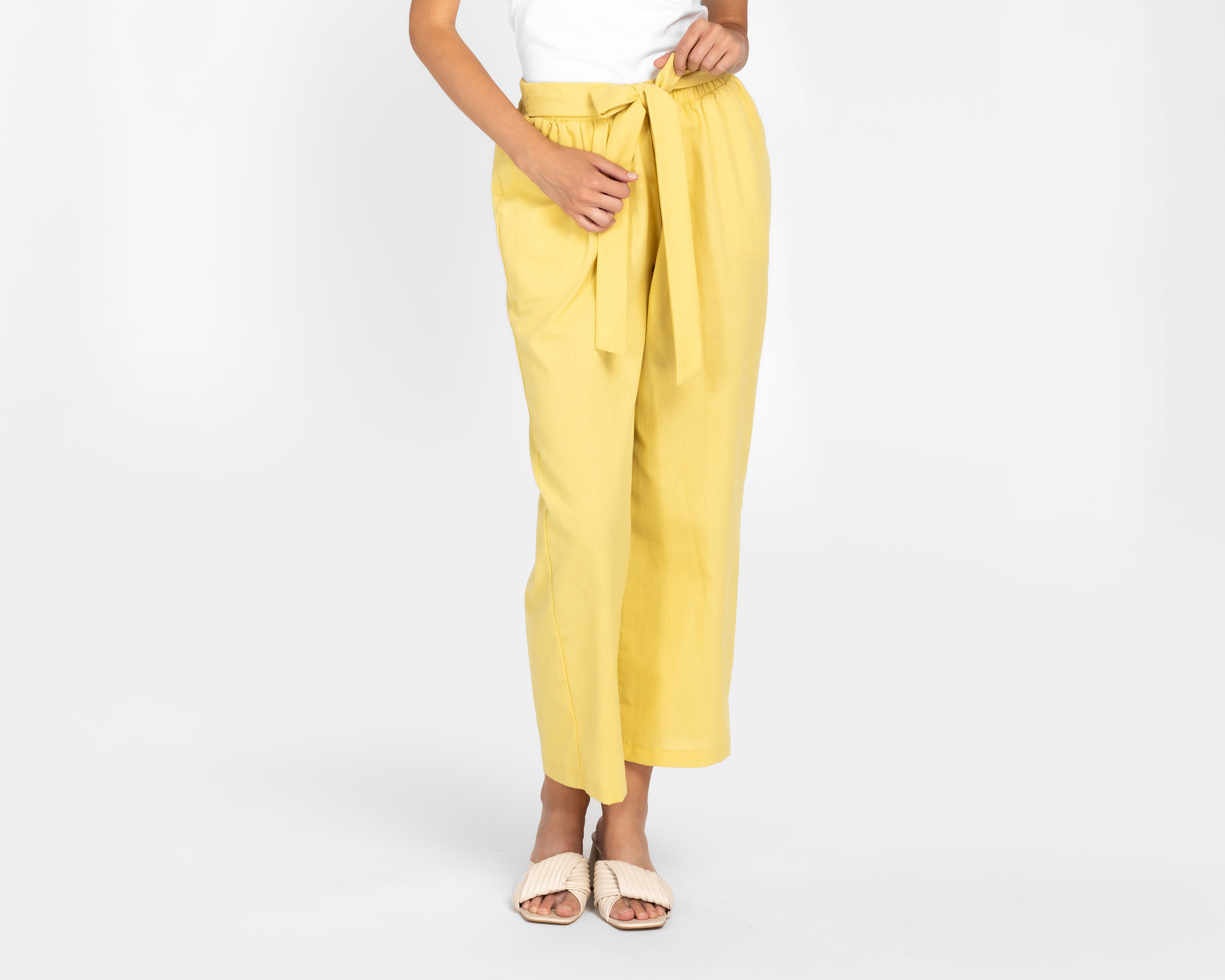 Pantalón Ancho Sahara Amarillo para Mujer