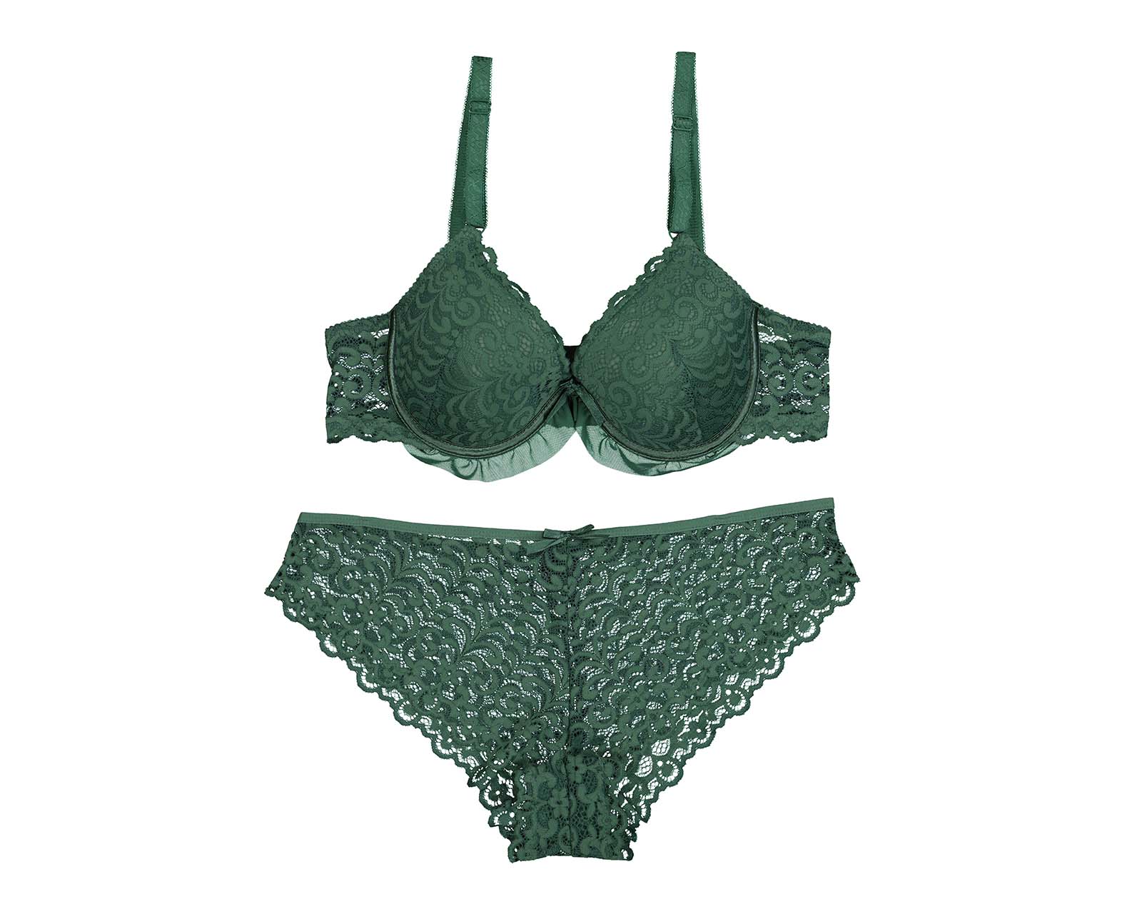 Coordinado de Encaje Jennifer Lopez Copa Completa para Mujer 2 Pack