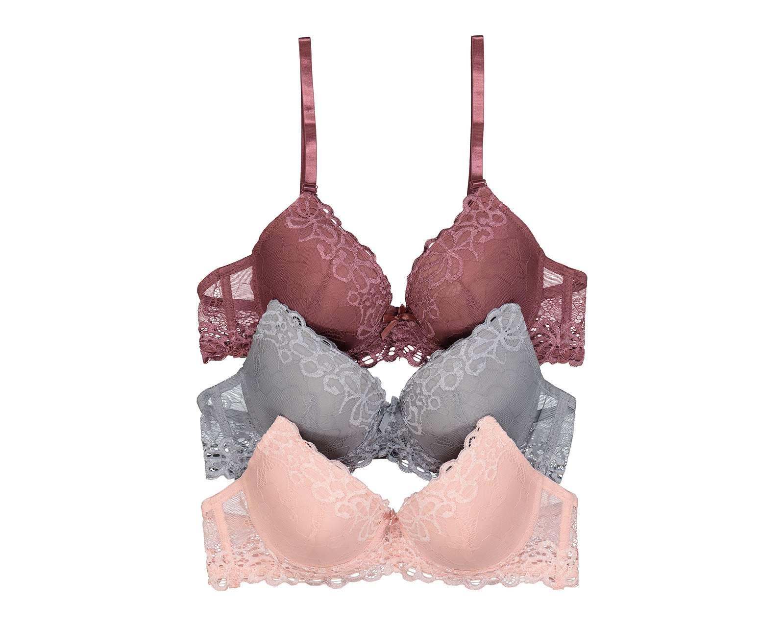 Foto 2 pulgar | Foto 1 | Brasier de Encaje Beauty Secret con Varilla para Mujer 3 Pack