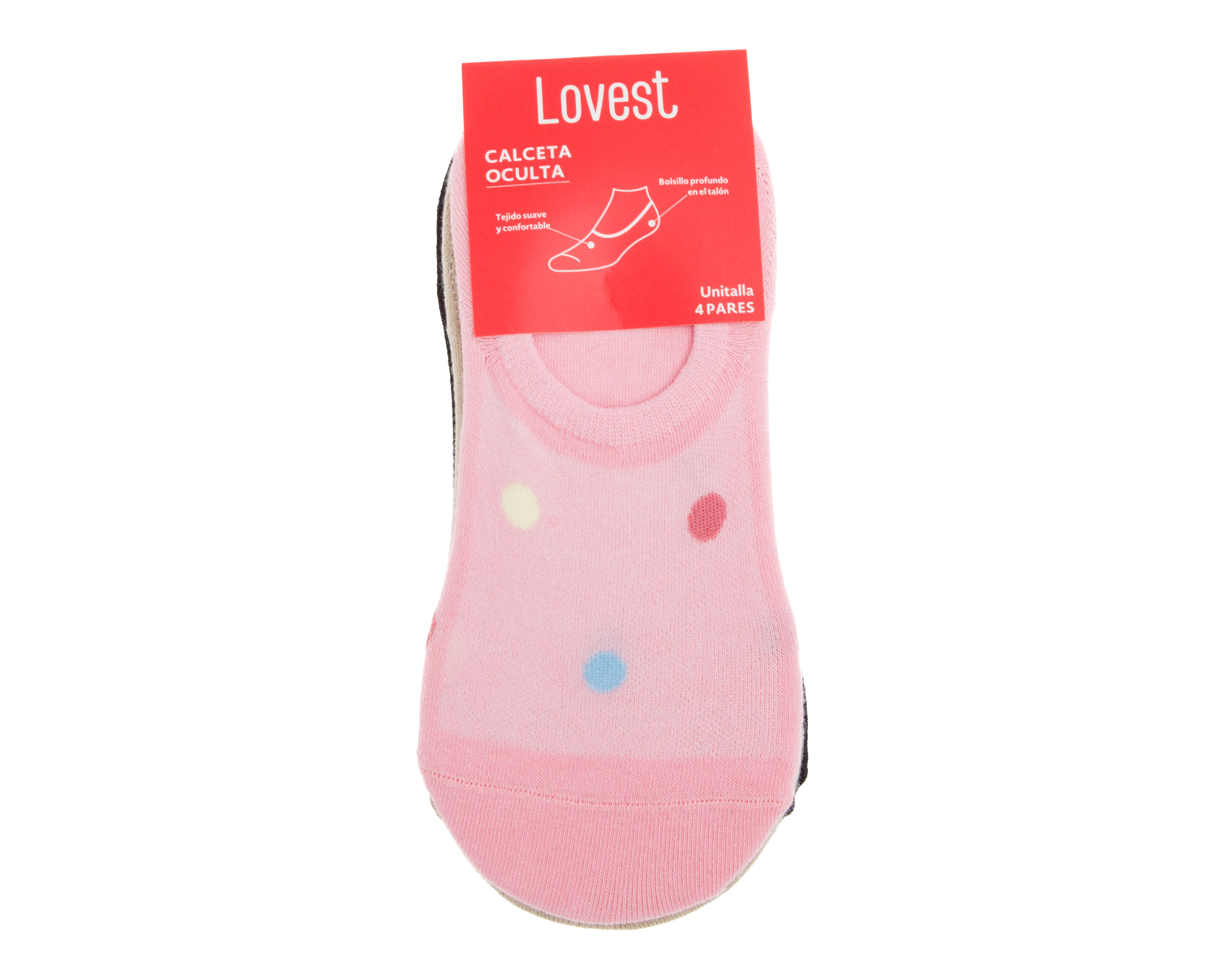Foto 4 pulgar | Foto 3 | Calcetas Invisibles Lovest para Mujer 4 Pares
