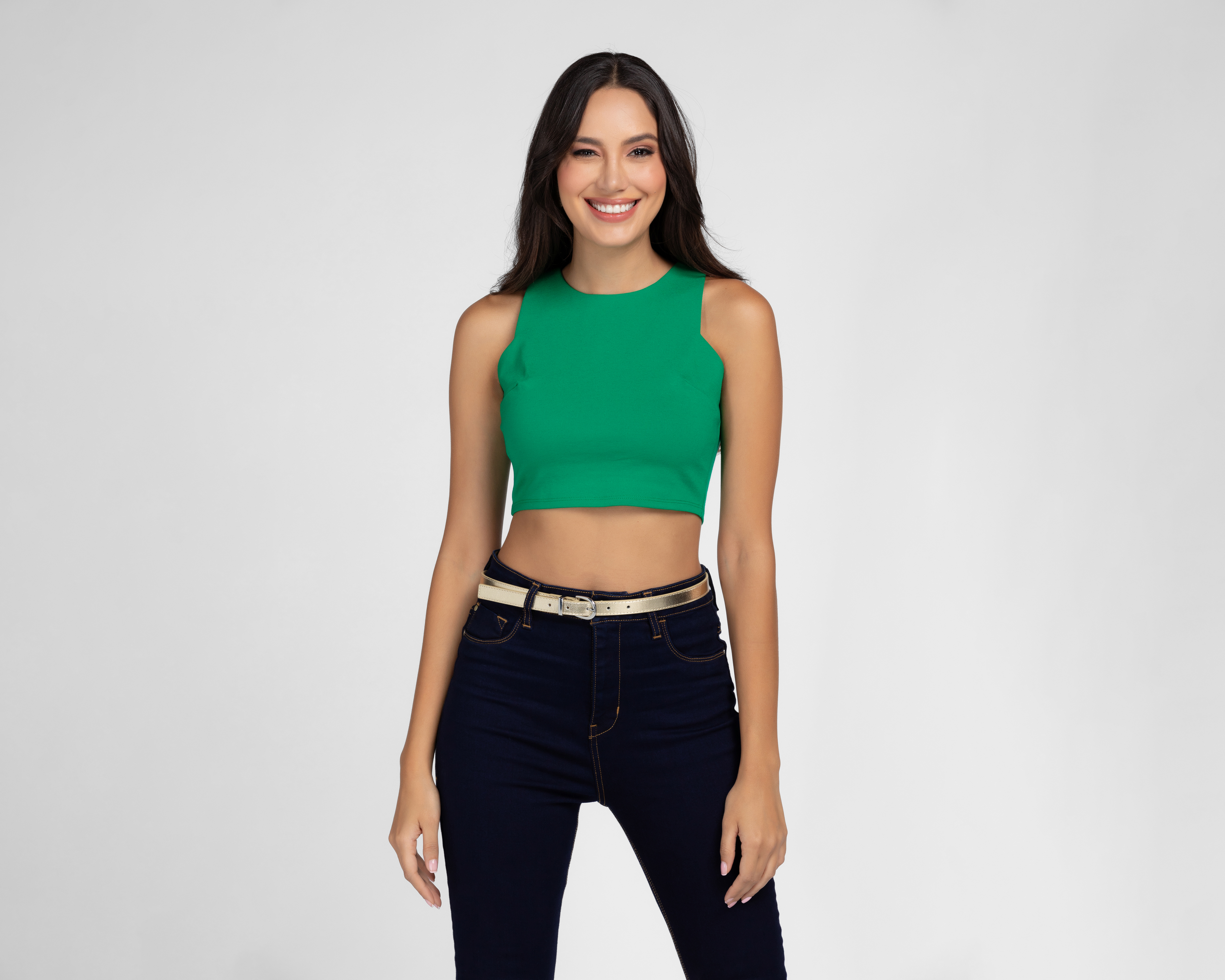 Foto 2 pulgar | Foto 1 | Crop Top Bebe sin Mangas Verde