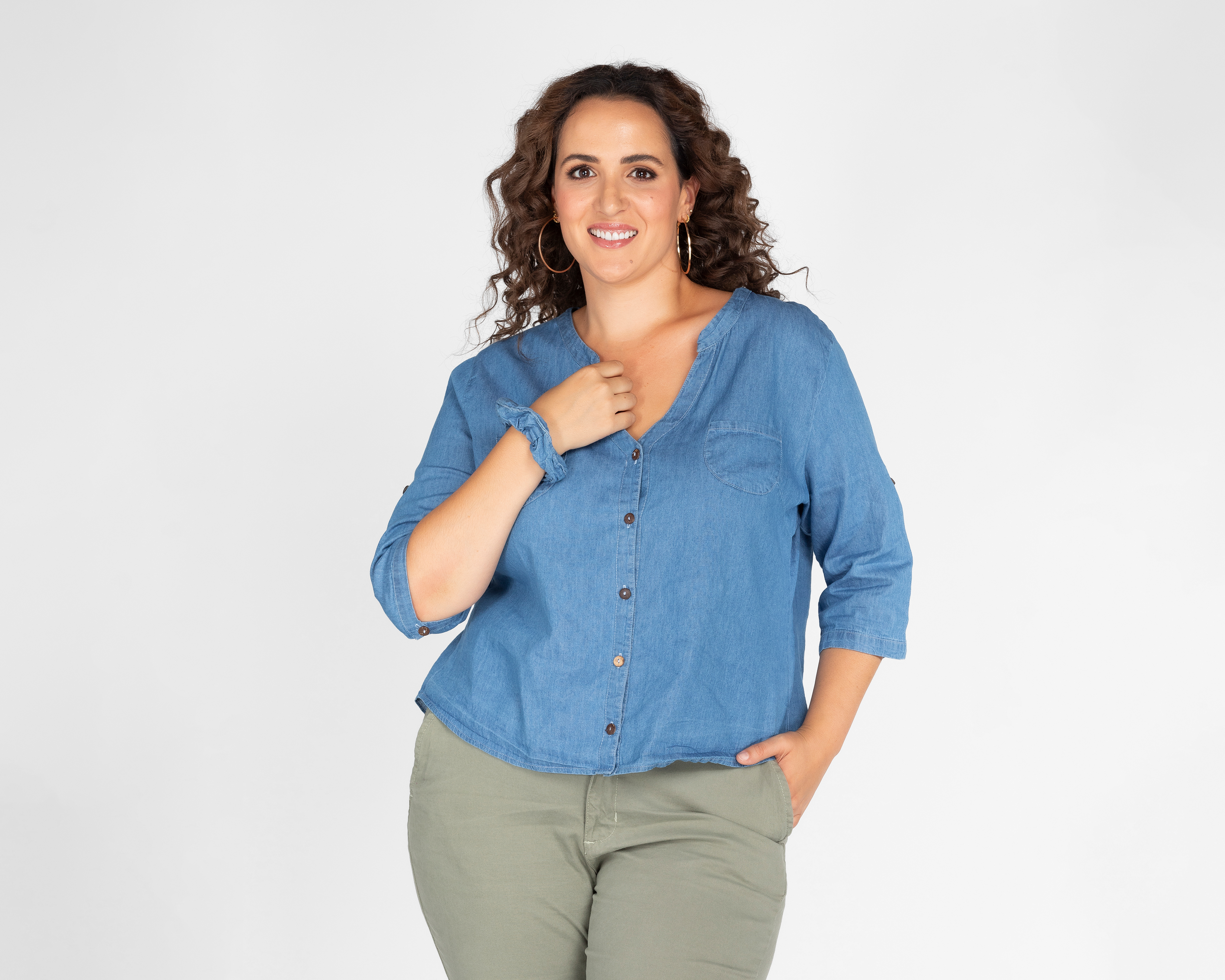 Blusa Sahara Azul Manga 3/4