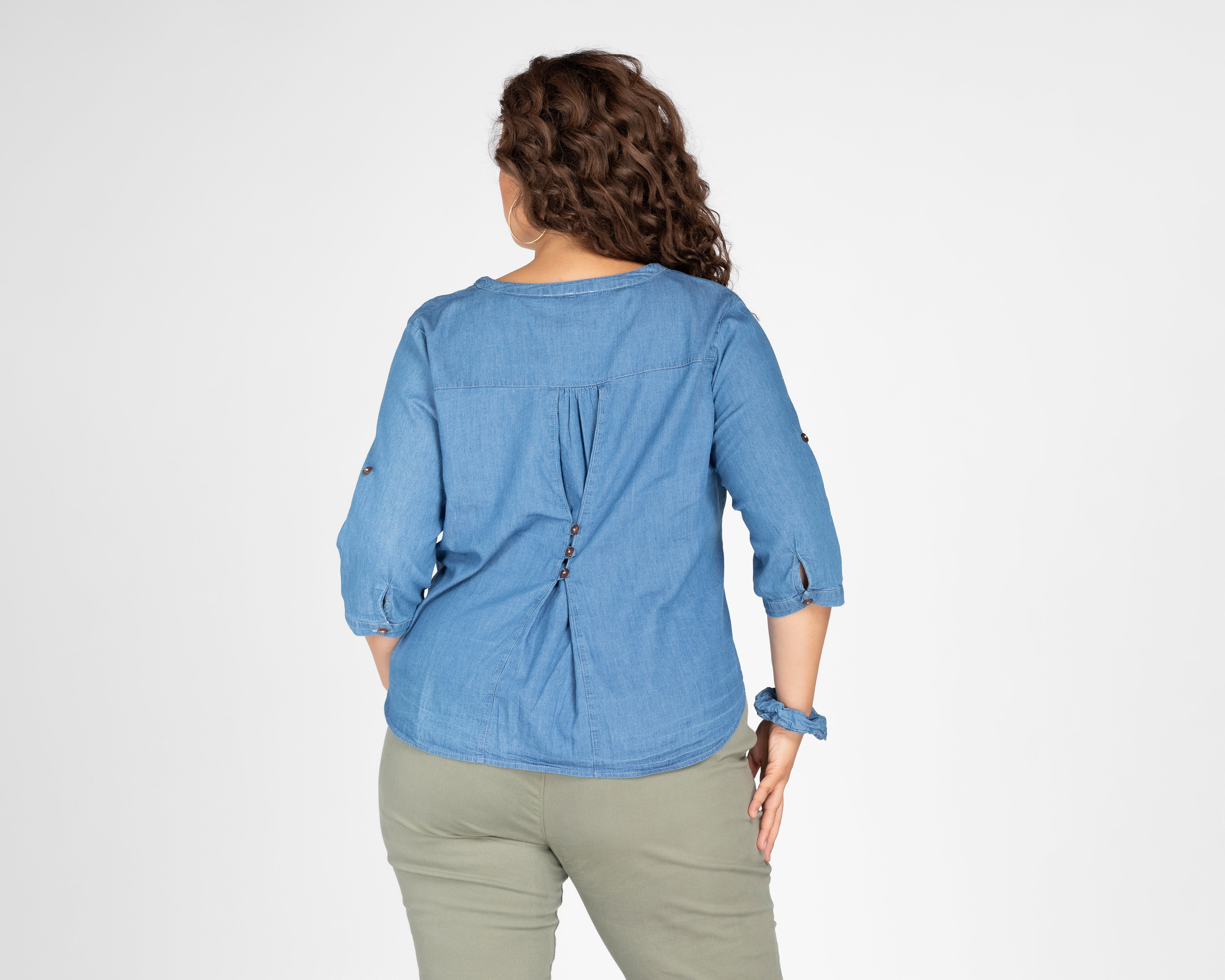 Foto 4 pulgar | Foto 3 | Blusa Sahara Azul Manga 3/4