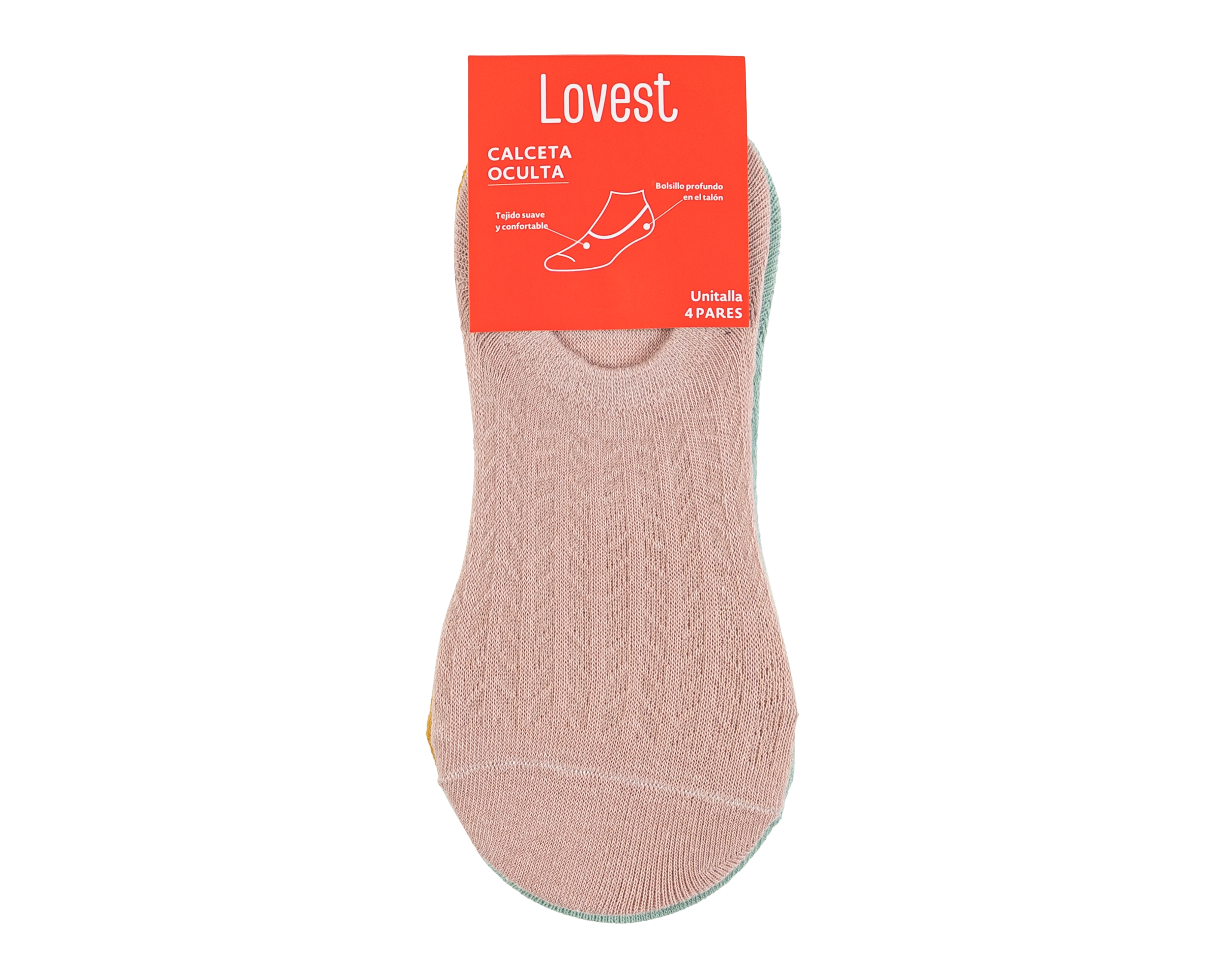 Foto 4 pulgar | Foto 3 | Calcetas Invisibles Lovest para Mujer 4 Pares