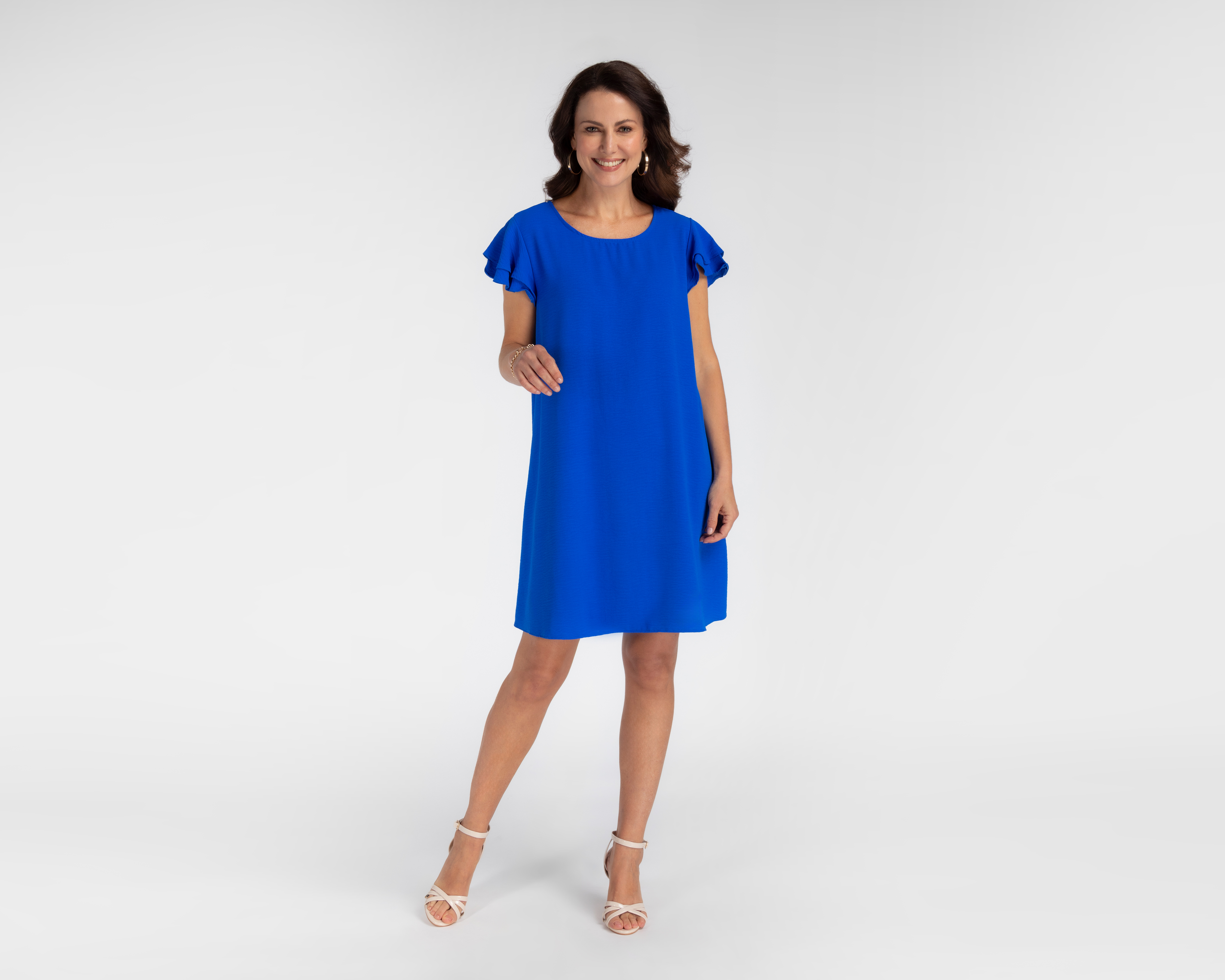 Foto 2 pulgar | Foto 1 | Vestido Sahara Formal Azul con Olanes