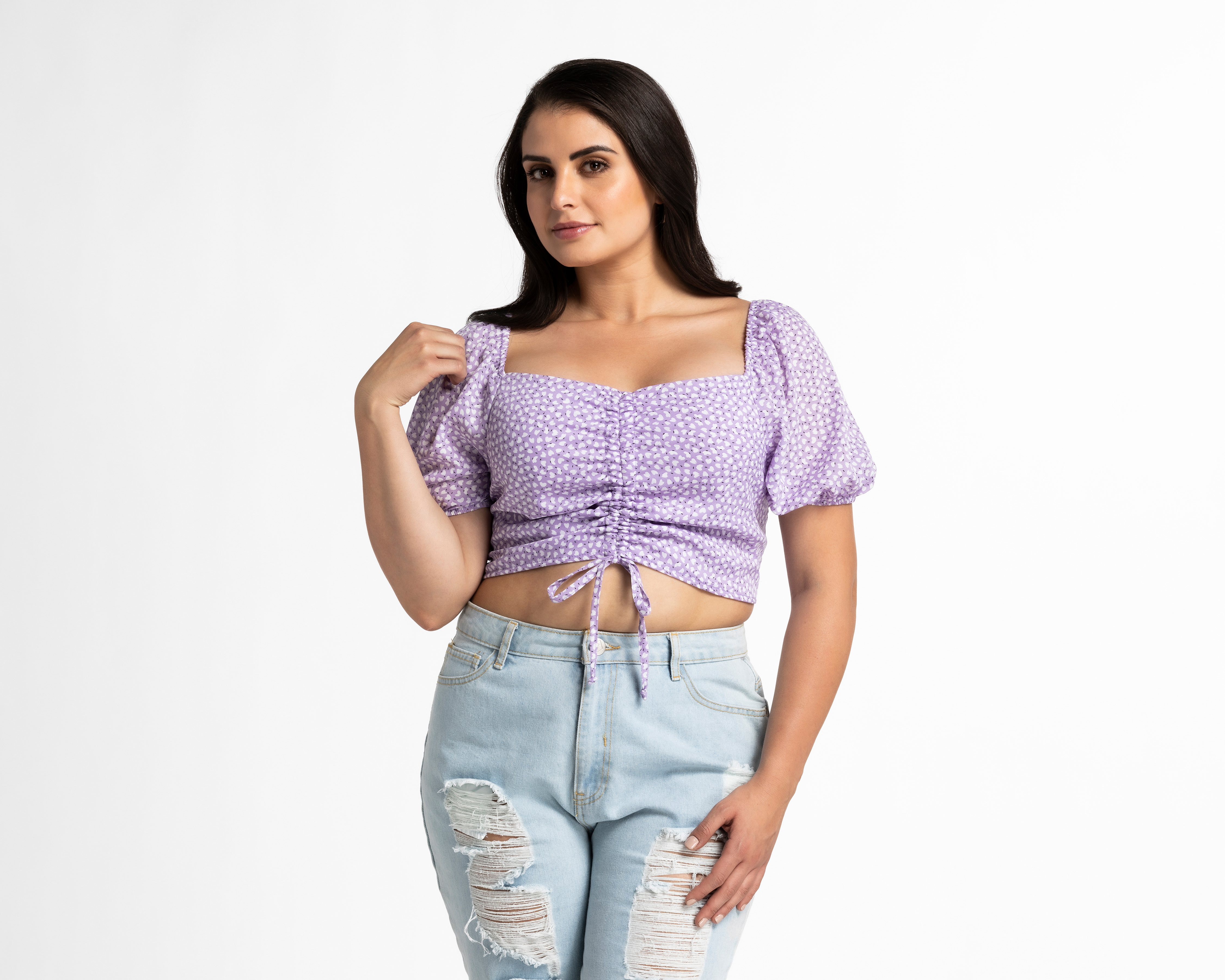 Foto 4 | Foto 4 | Crop Top Refill Floreado Manga Corta