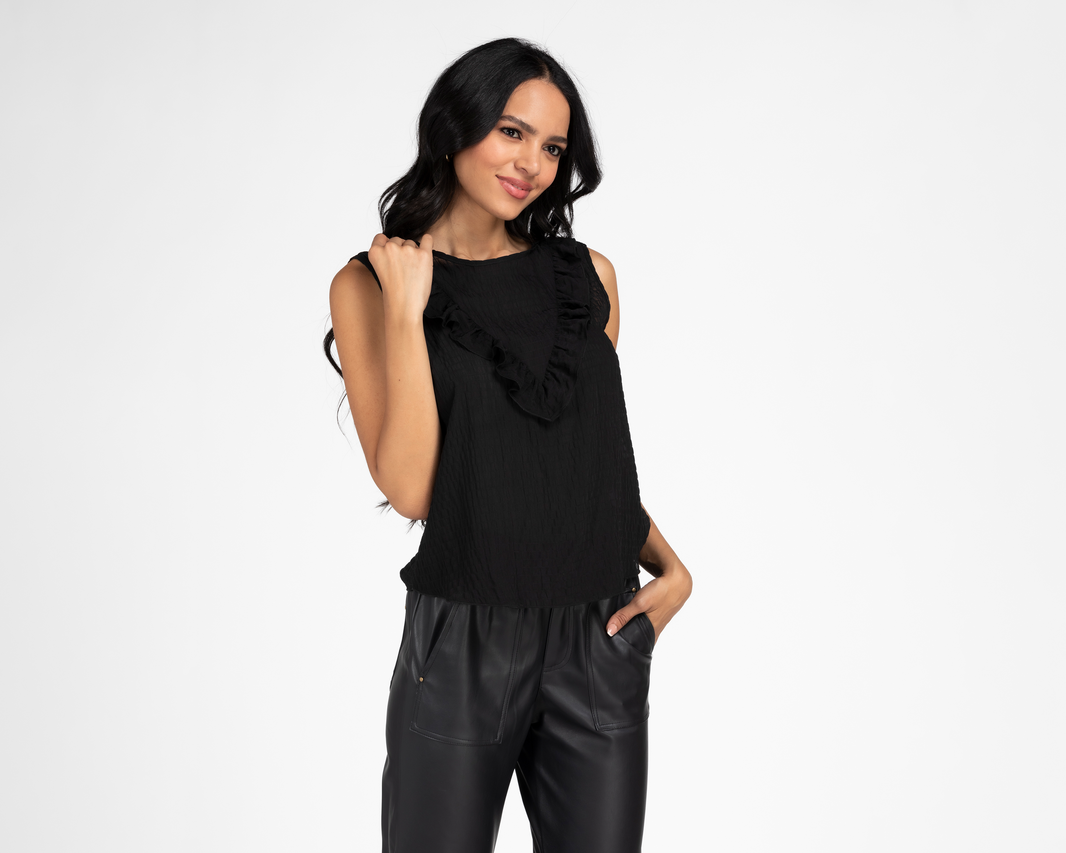 Blusa Sahara sin Mangas con Holanes