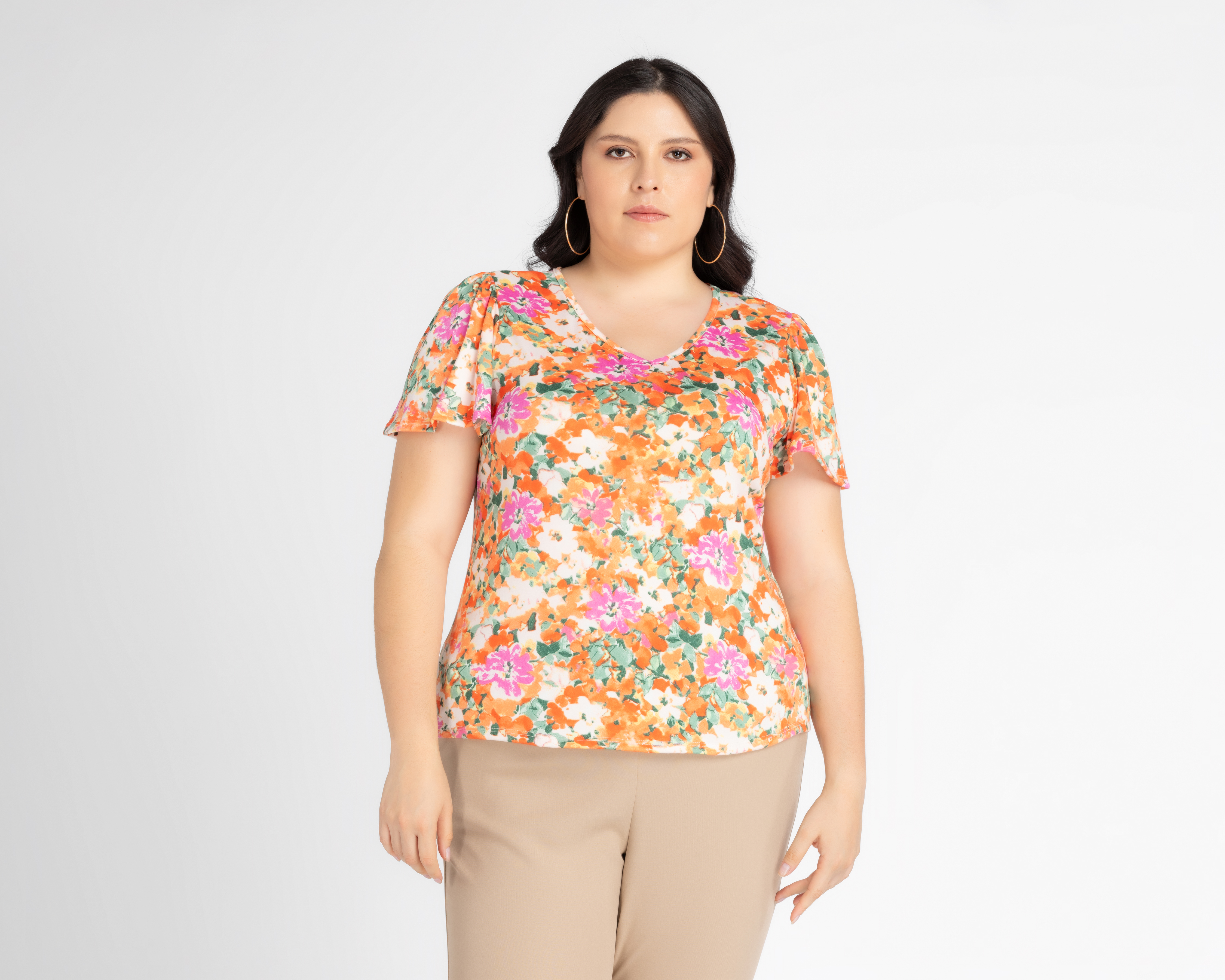 Blusa Lady Sun Manga Corta Floreada