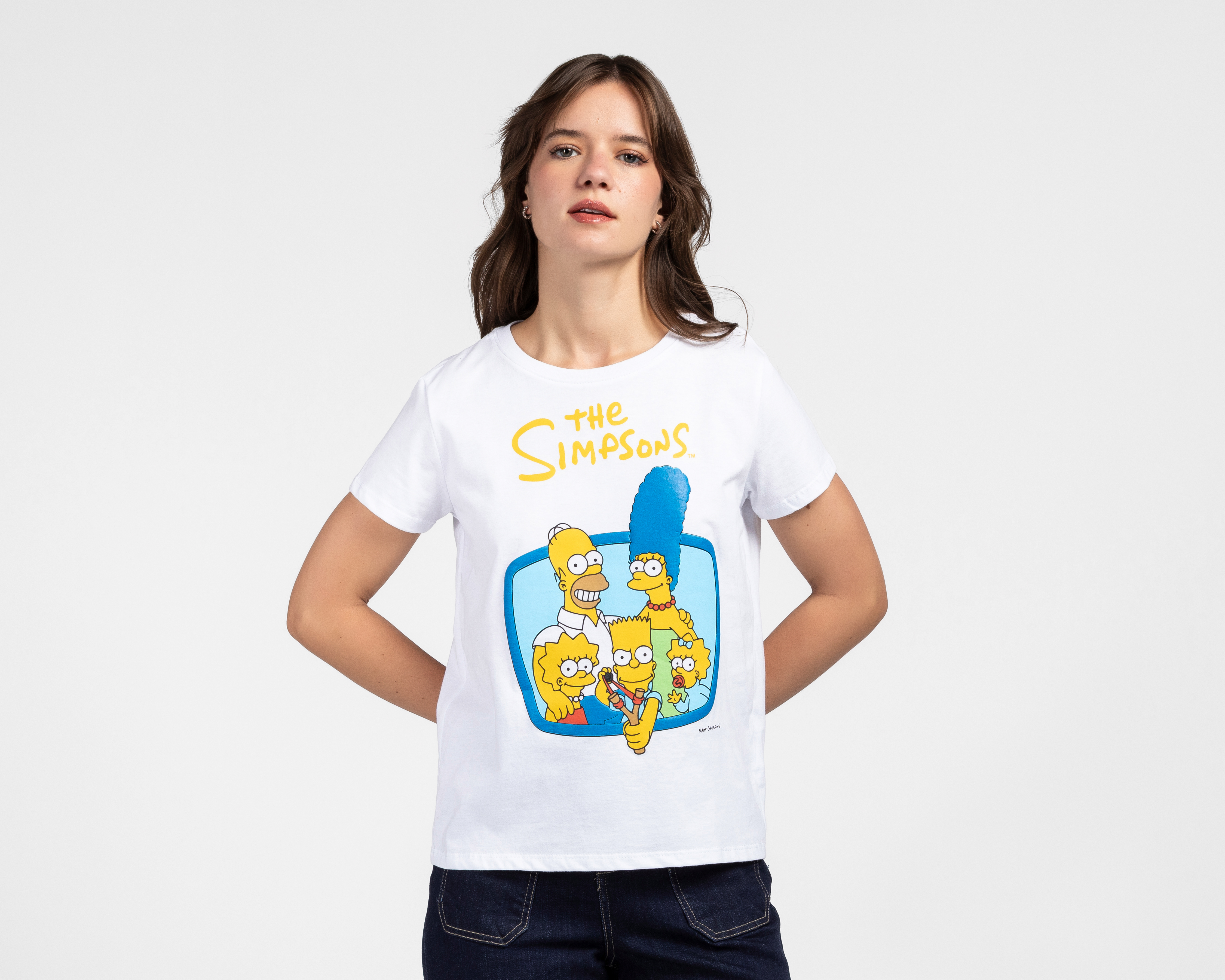 Foto 2 pulgar | Foto 1 | Playera Manga Corta The Simpsons para Mujer