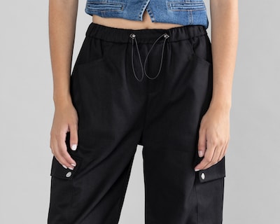 Foto 4 | Foto 4 | Pantalón Cargo Strona Negro para Mujer