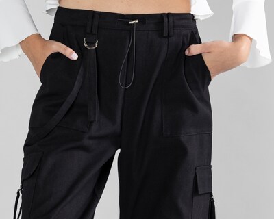 Foto 4 | Foto 4 | Pantalón Cargo Strona Negro para Mujer