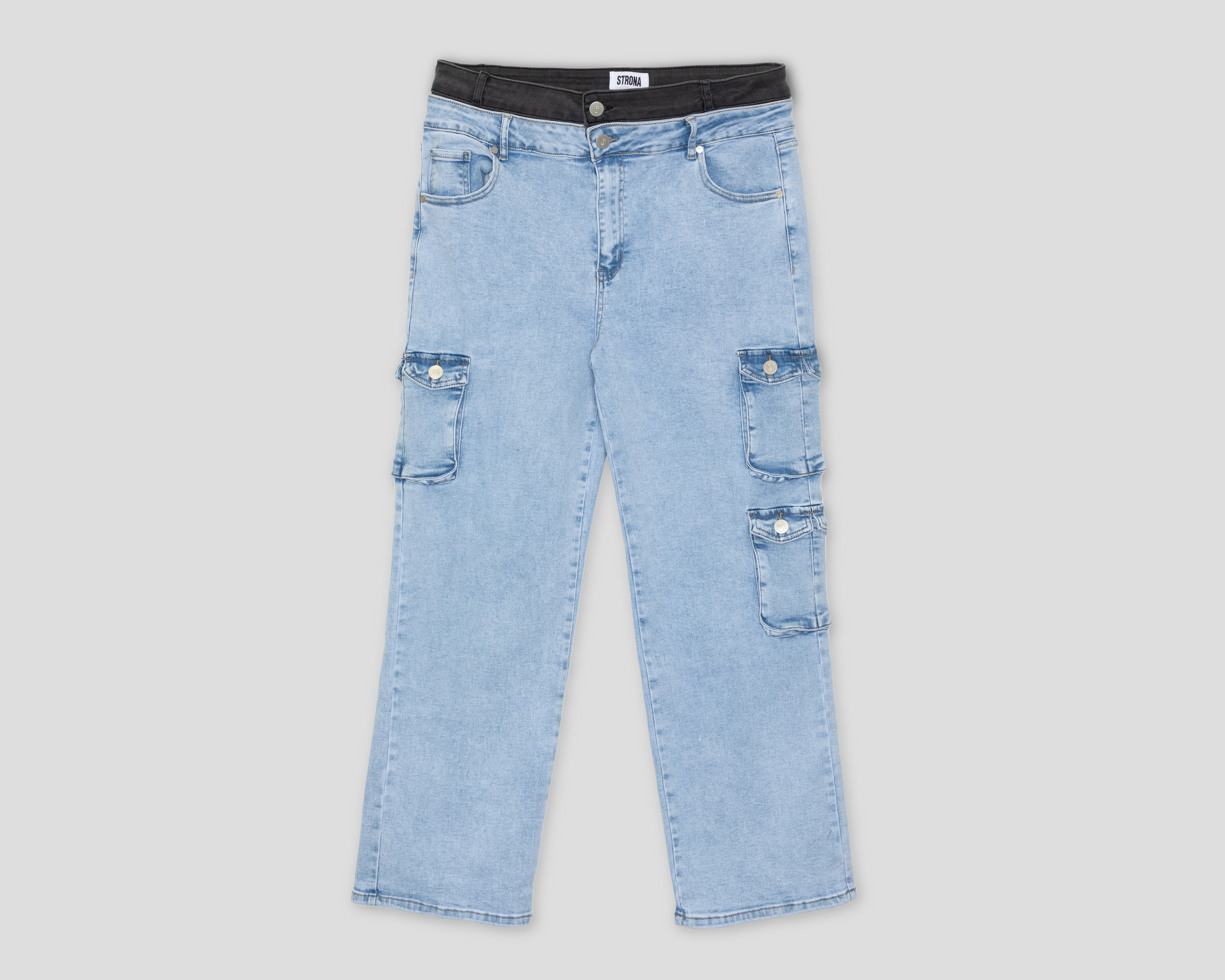 Pantalón Cargo Strona de Mezclilla para Mujer