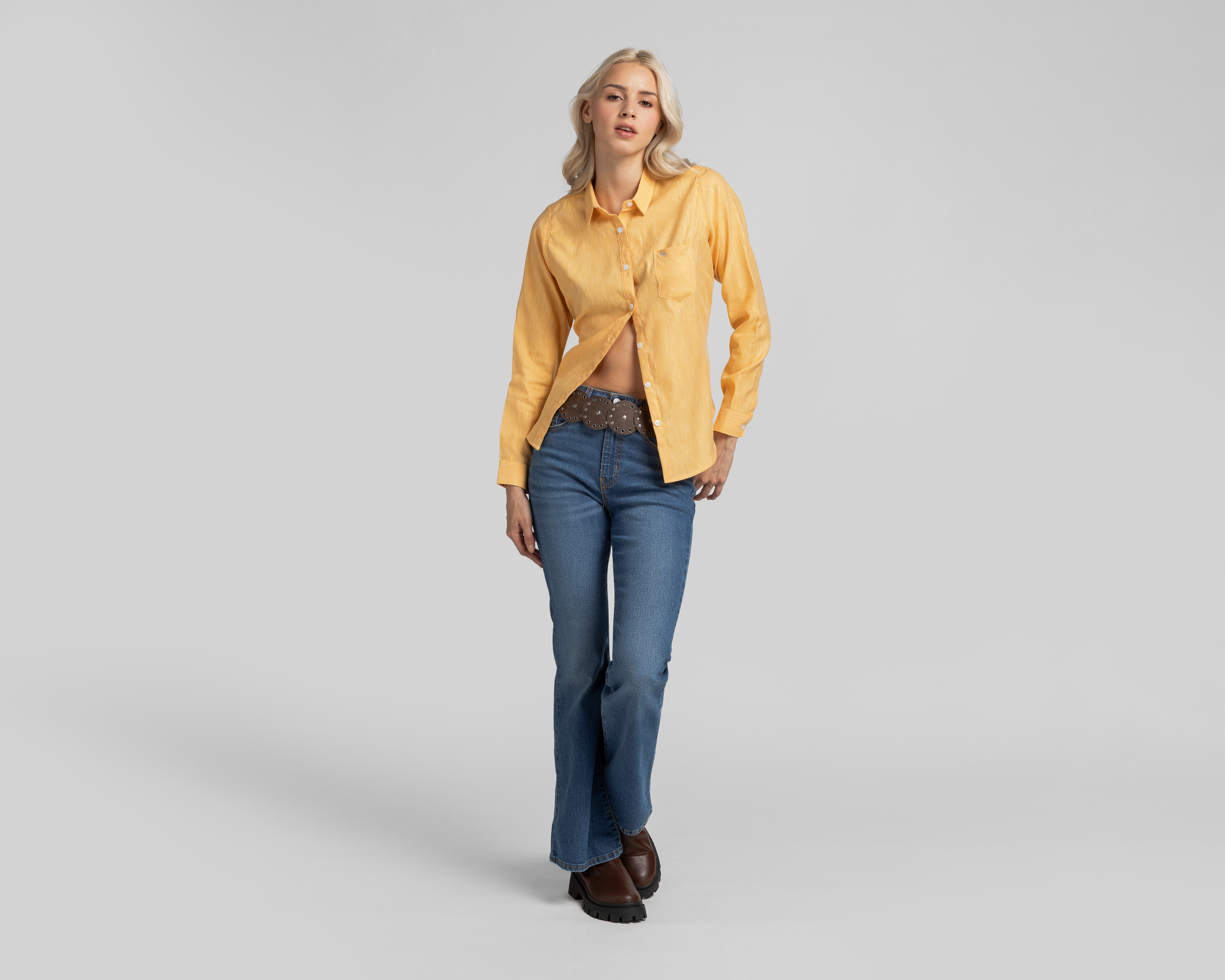 Jeans Camisa Mujer Mostaza Blusa Lee Mostaza Para Mujer