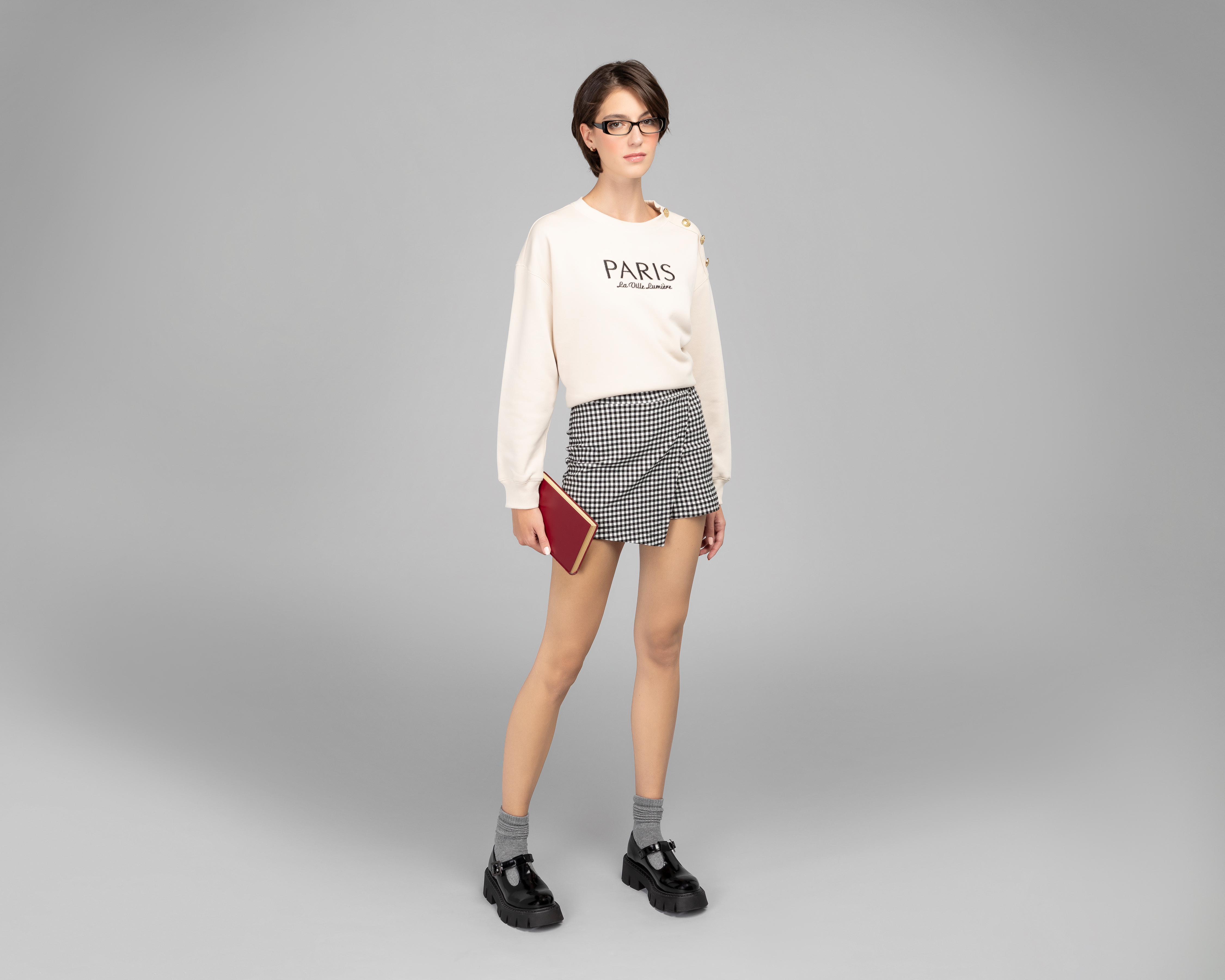 Foto 2 pulgar | Foto 1 | Short Falda Strona a Cuadros