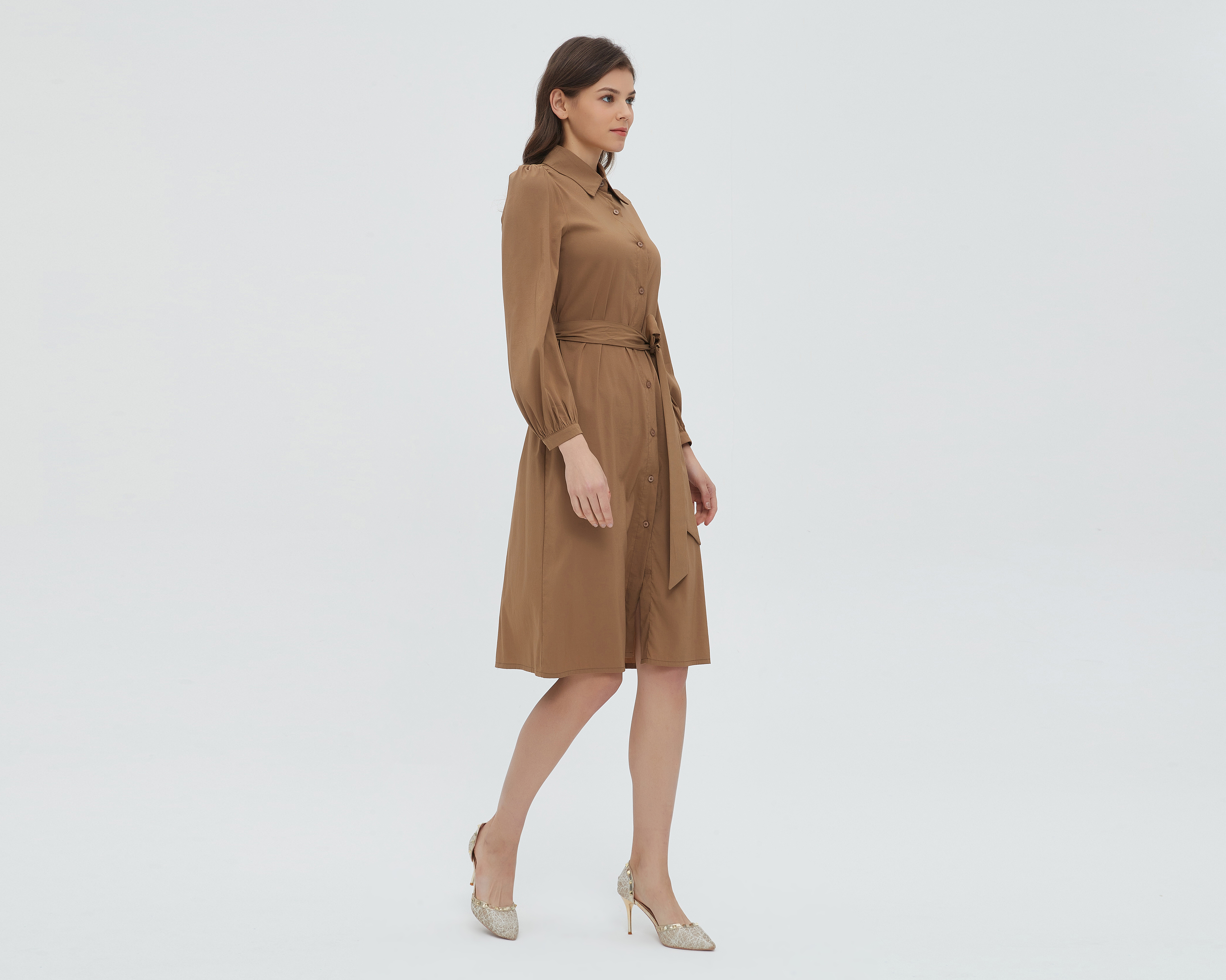 Foto 3 pulgar | Foto 2 | Vestido Sahara Casual de Cuello Americano con Botones