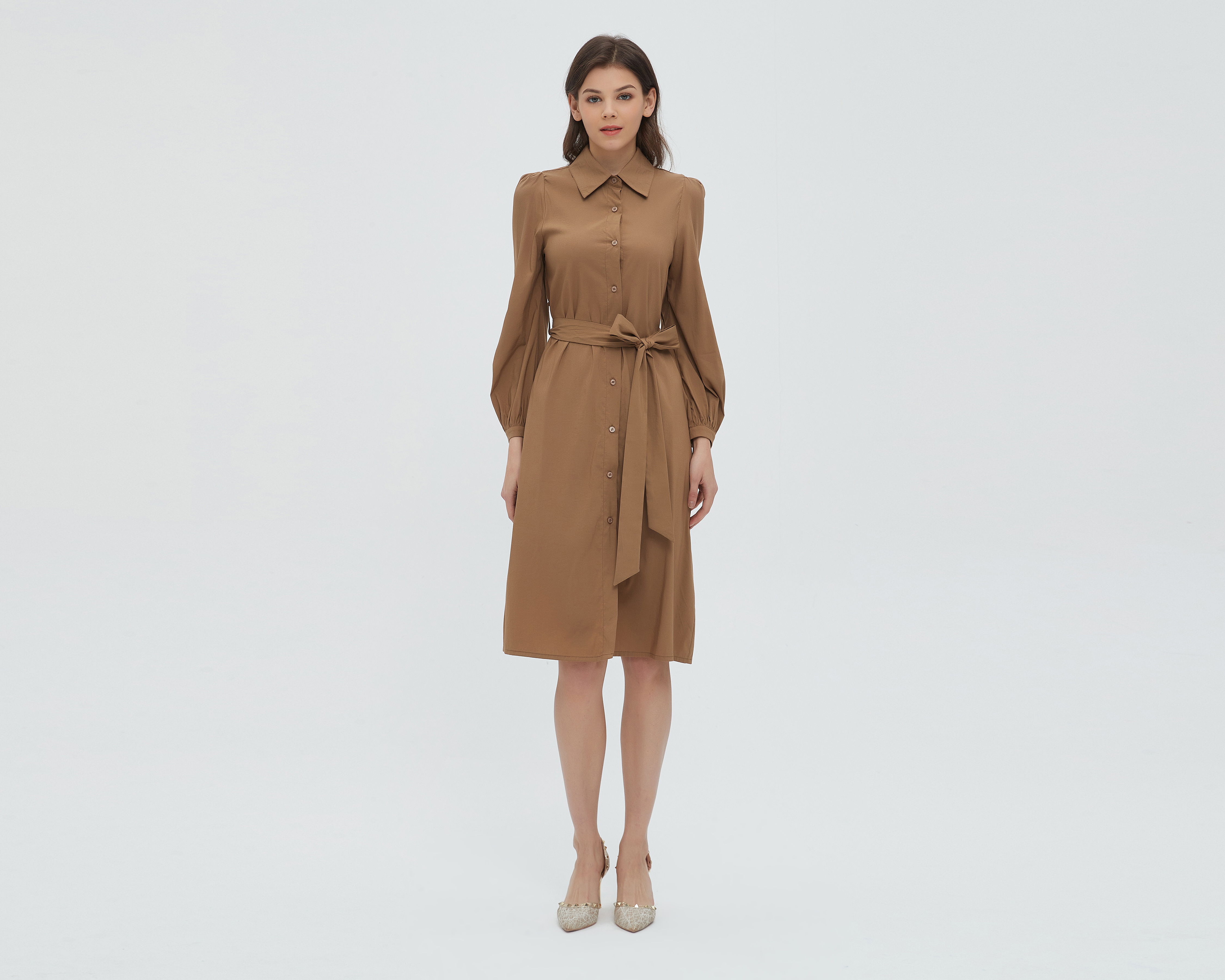 Foto 4 pulgar | Foto 3 | Vestido Sahara Casual de Cuello Americano con Botones