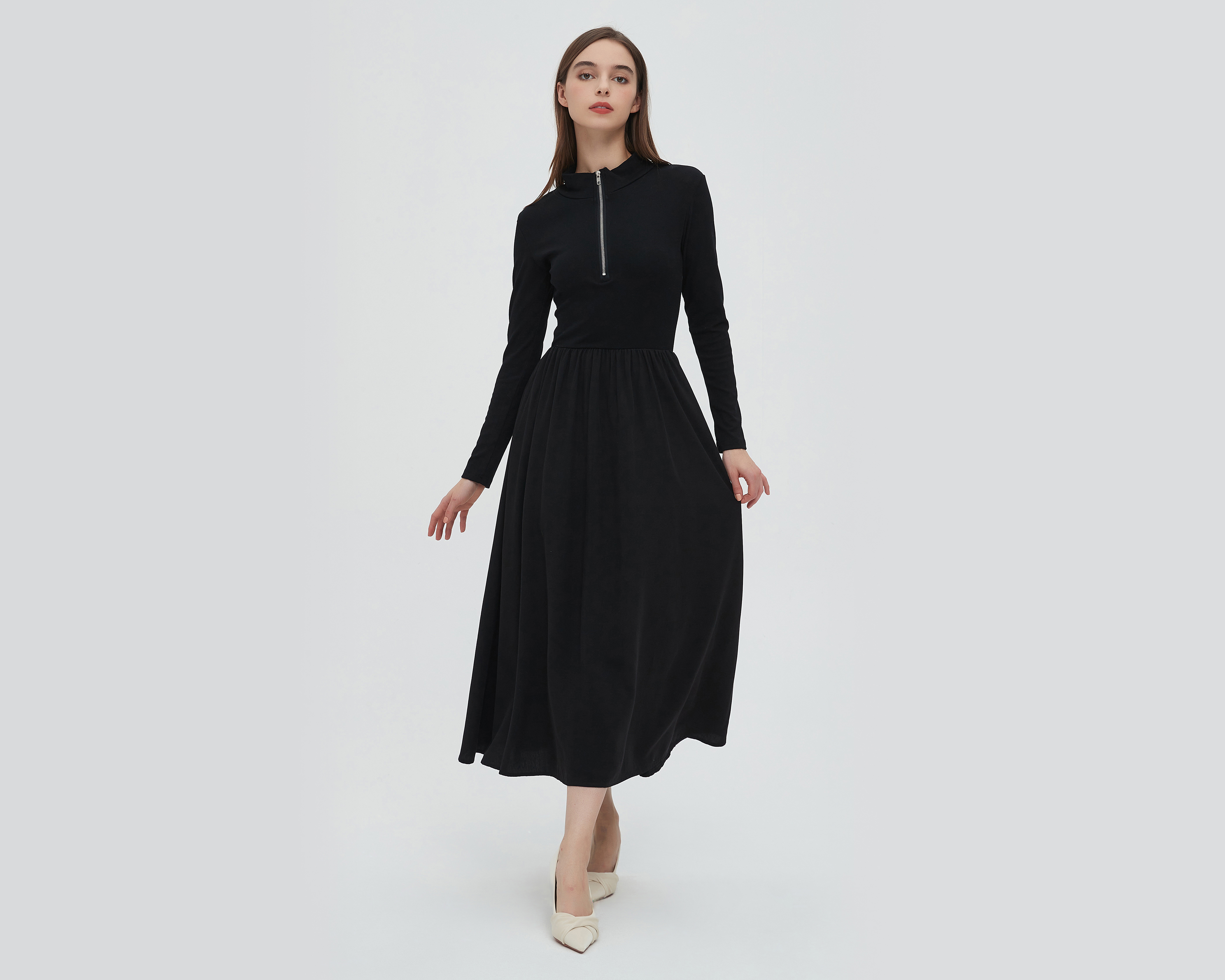 Vestido Sahara Casual Midi Manga Larga