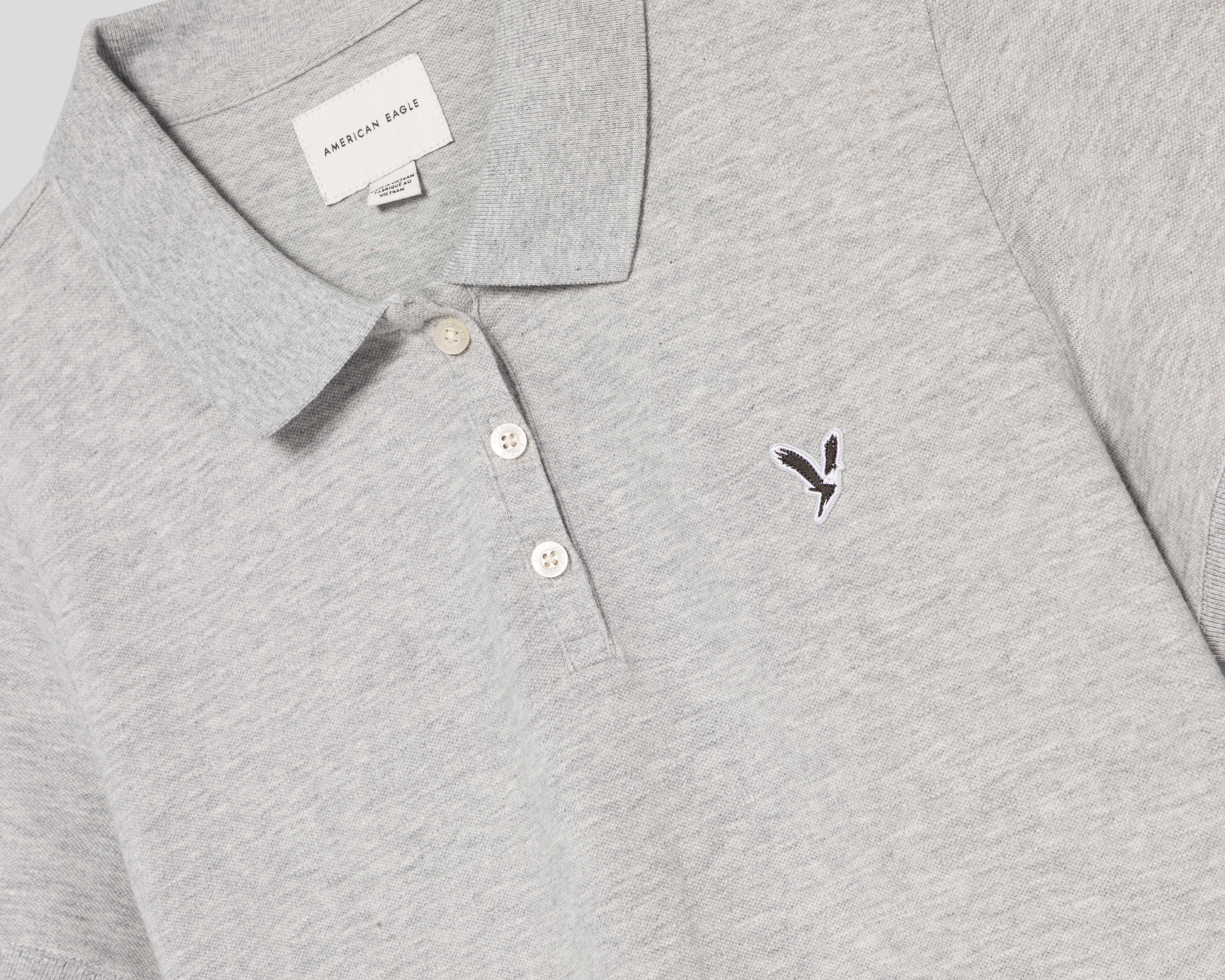 Foto 4 pulgar | Foto 3 | Playera Polo American Eagle Gris para Mujer