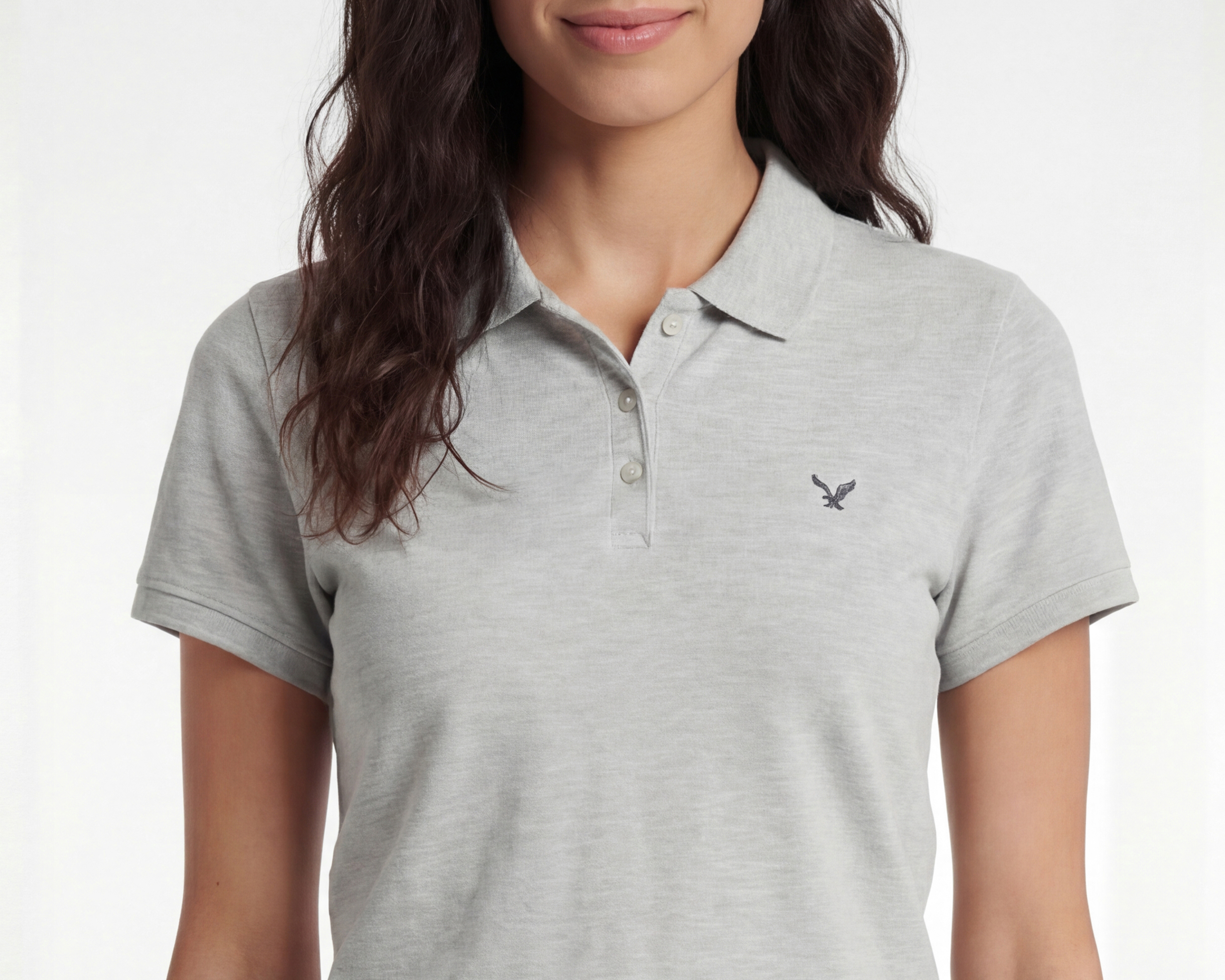 Foto 5 pulgar | Foto 4 | Playera Polo American Eagle Gris para Mujer