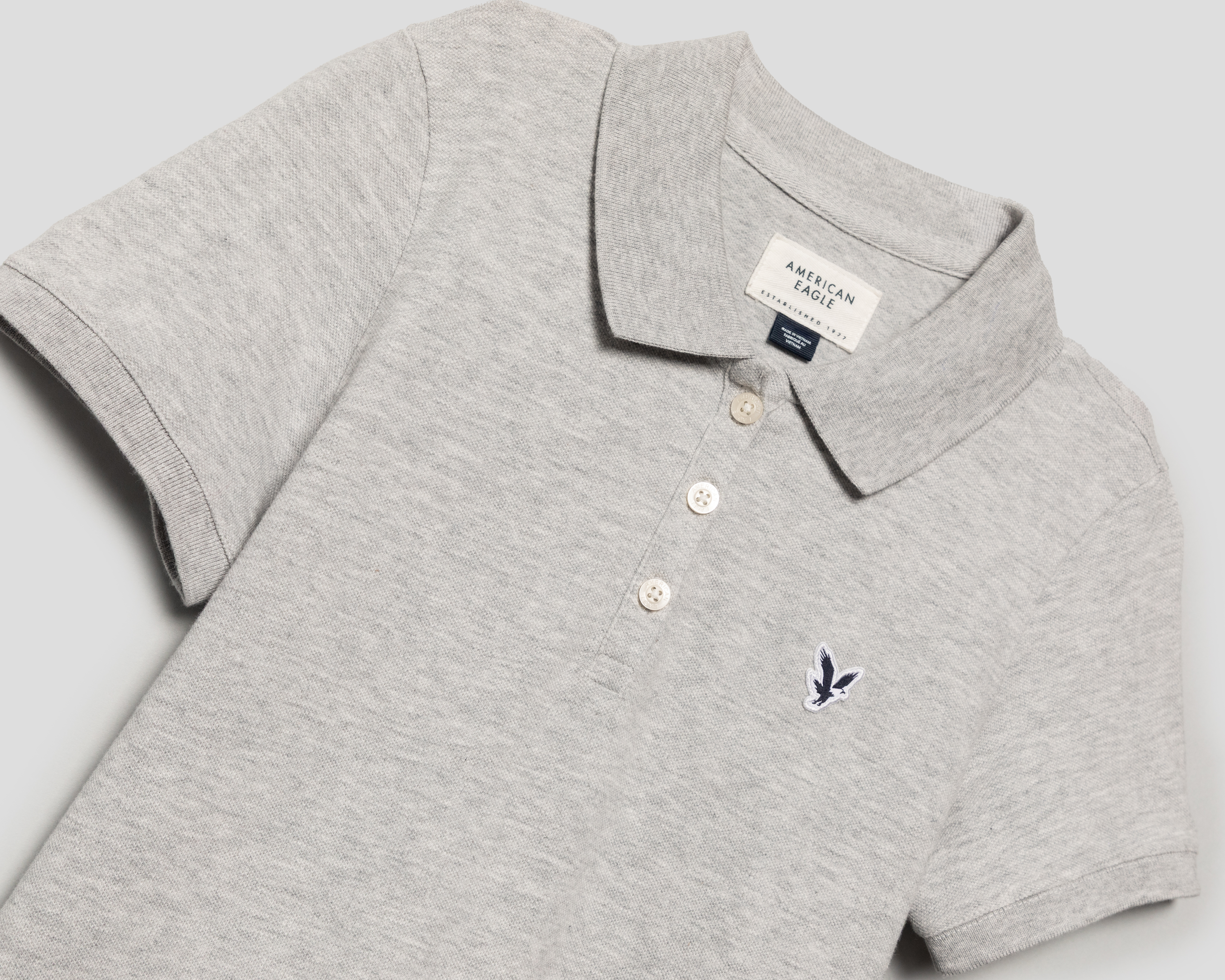 Foto 3 | Foto 3 | Playera Polo American Eagle Gris para Mujer