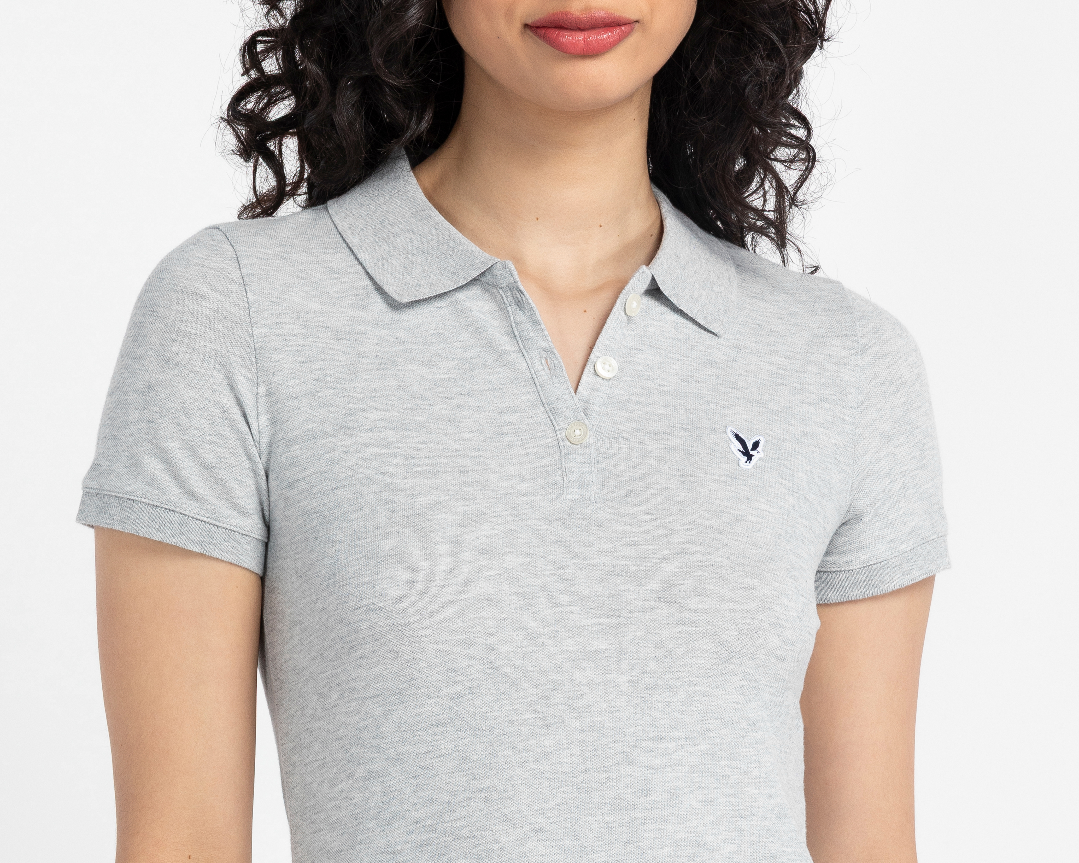 Foto 4 | Foto 4 | Playera Polo American Eagle Gris para Mujer