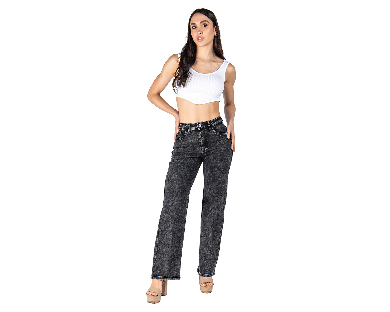 Foto 3 pulgar | Foto 2 | Jeans Wide Leg Most Look para Mujer