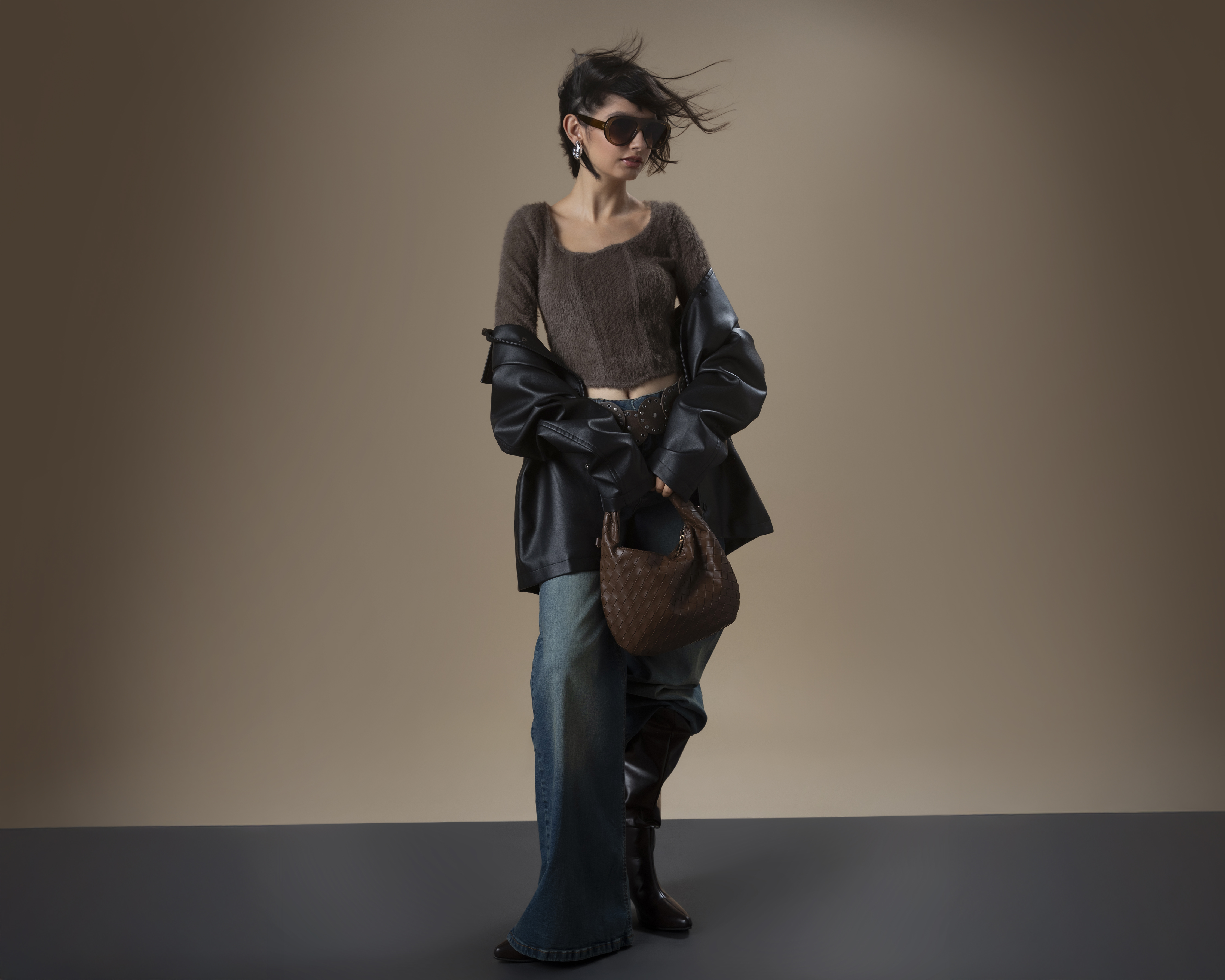 Crop Top Afelpado Strona para Mujer