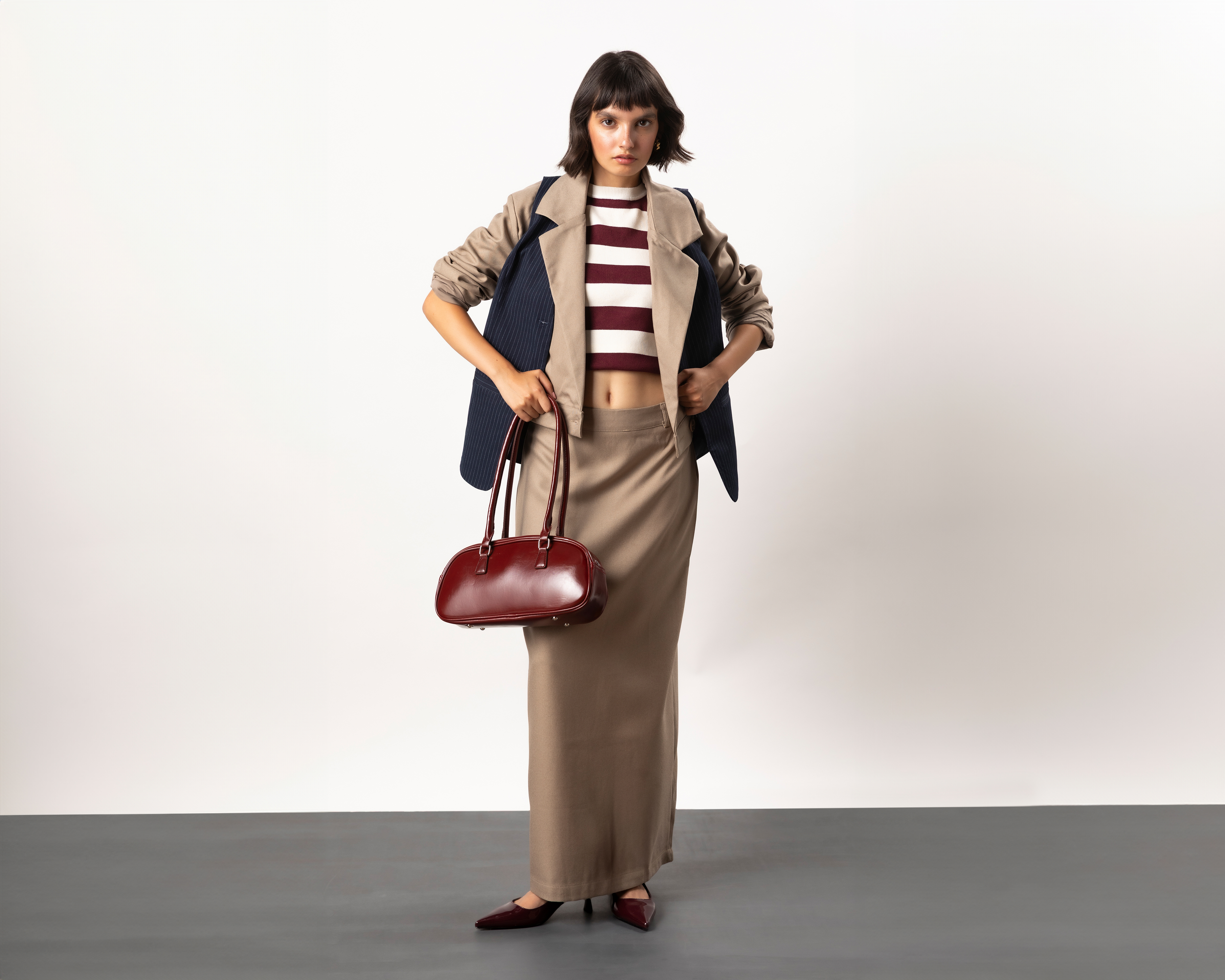 Falda Larga Strona Café para Mujer
