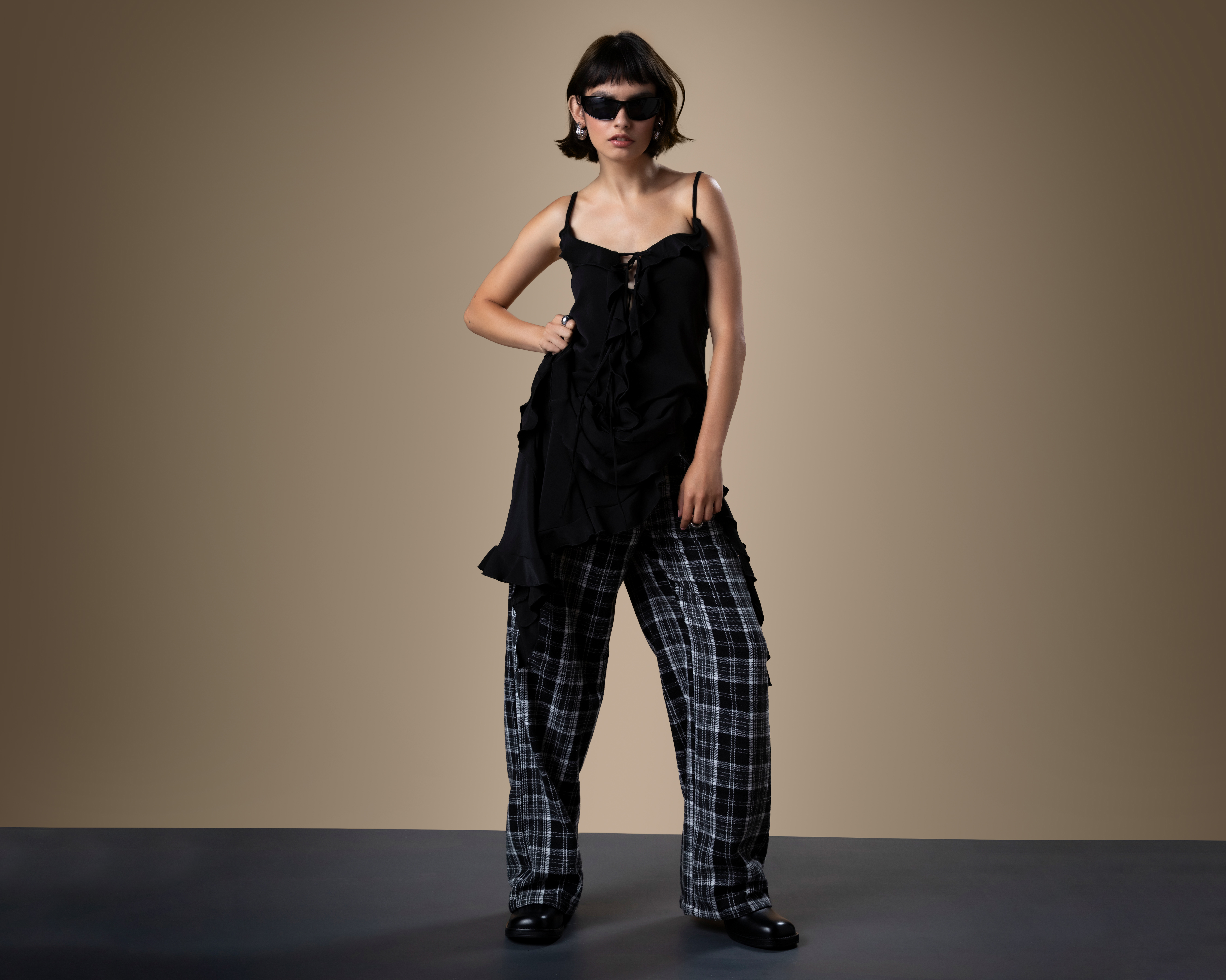 Pantalón Casual Strona a Cuadros para Mujer