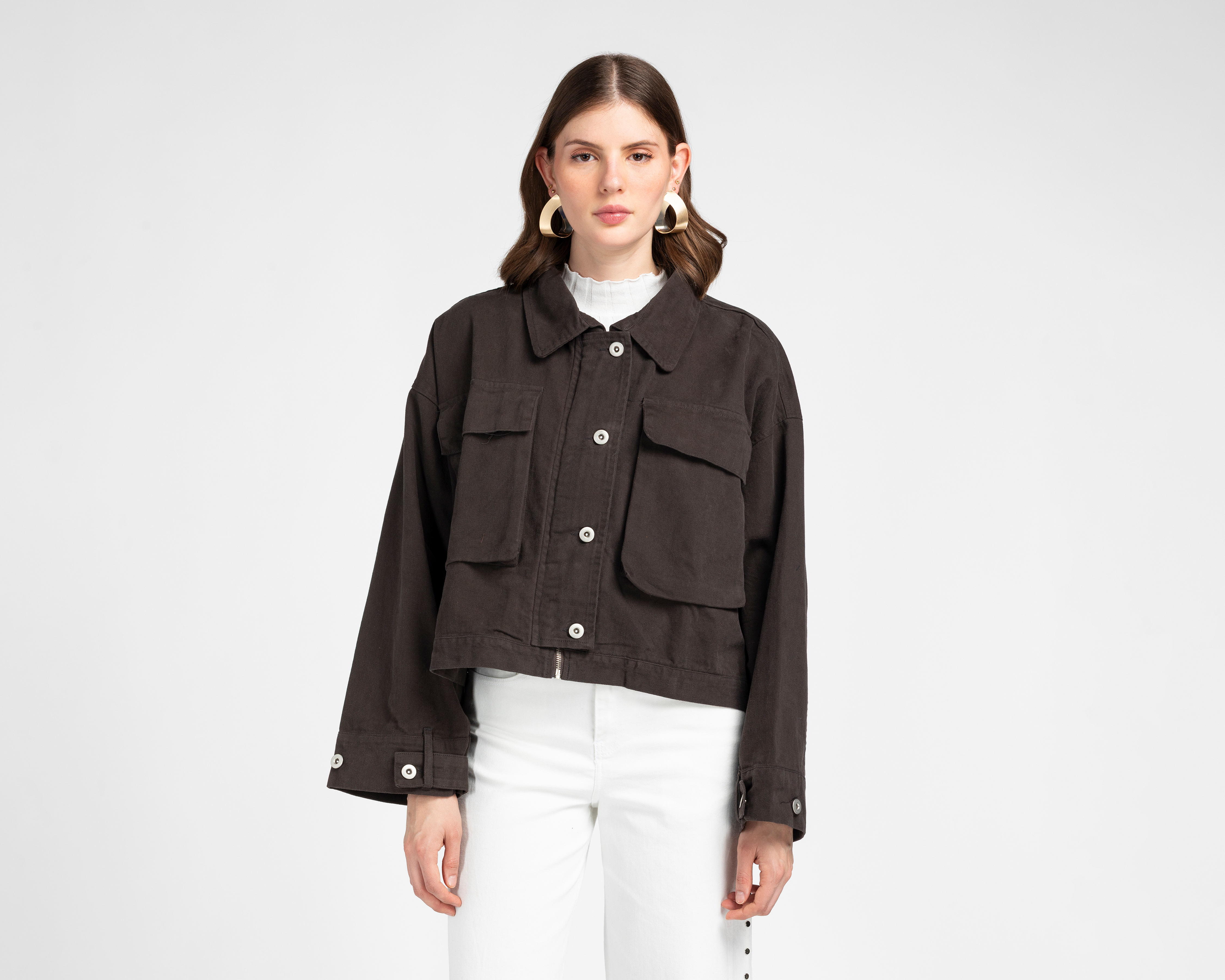 Chamarra de Algodón Gris Jennifer Lopez para Mujer