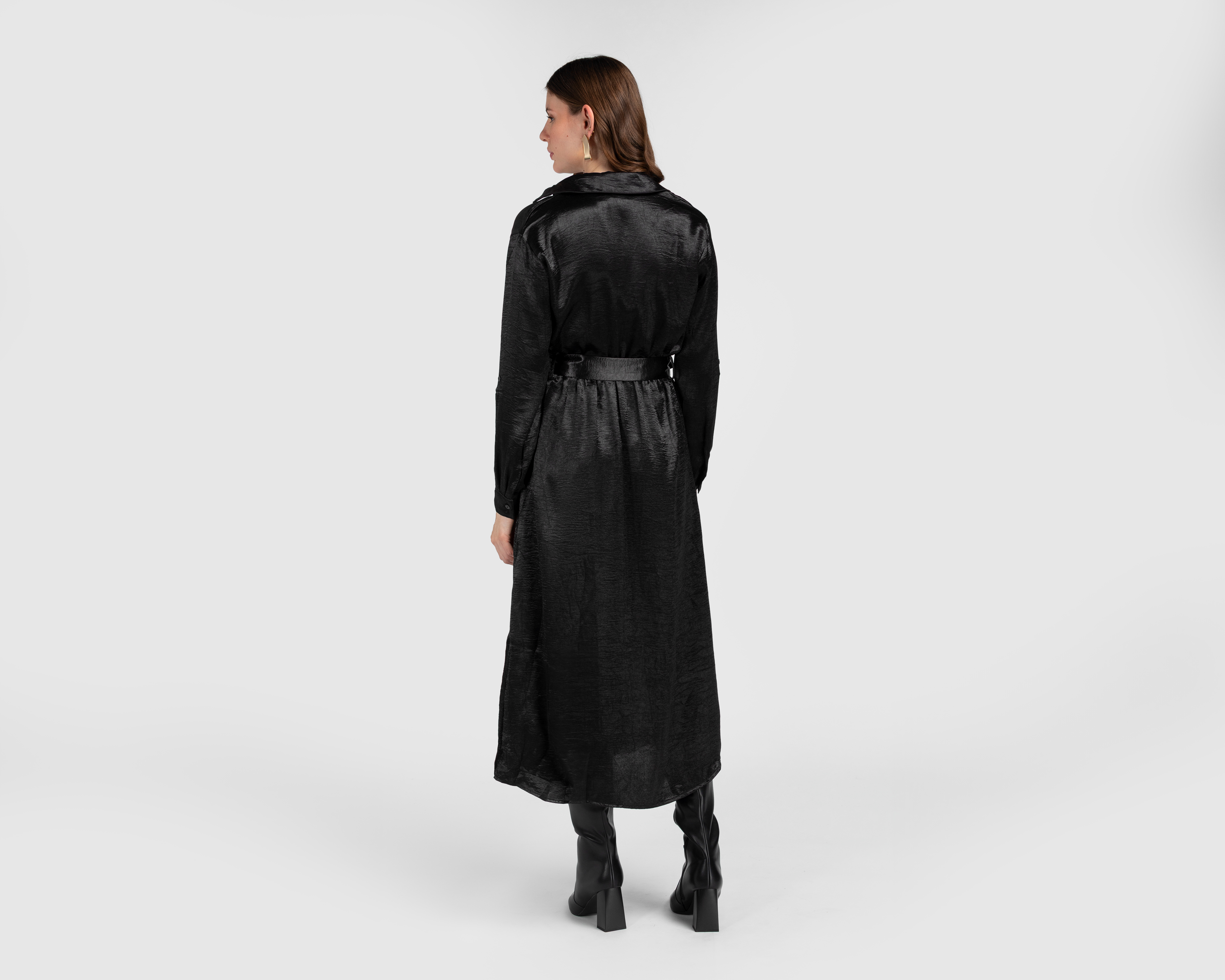 Foto 3 | Foto 3 | Vestido Casual Jennifer Lopez Satinado Manga Larga con Cinturón para Mujer