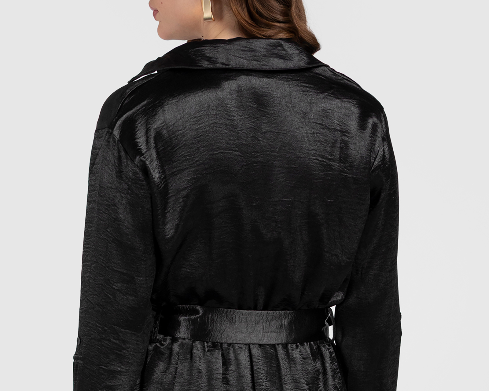 Foto 5 | Foto 5 | Vestido Casual Jennifer Lopez Satinado Manga Larga con Cinturón para Mujer