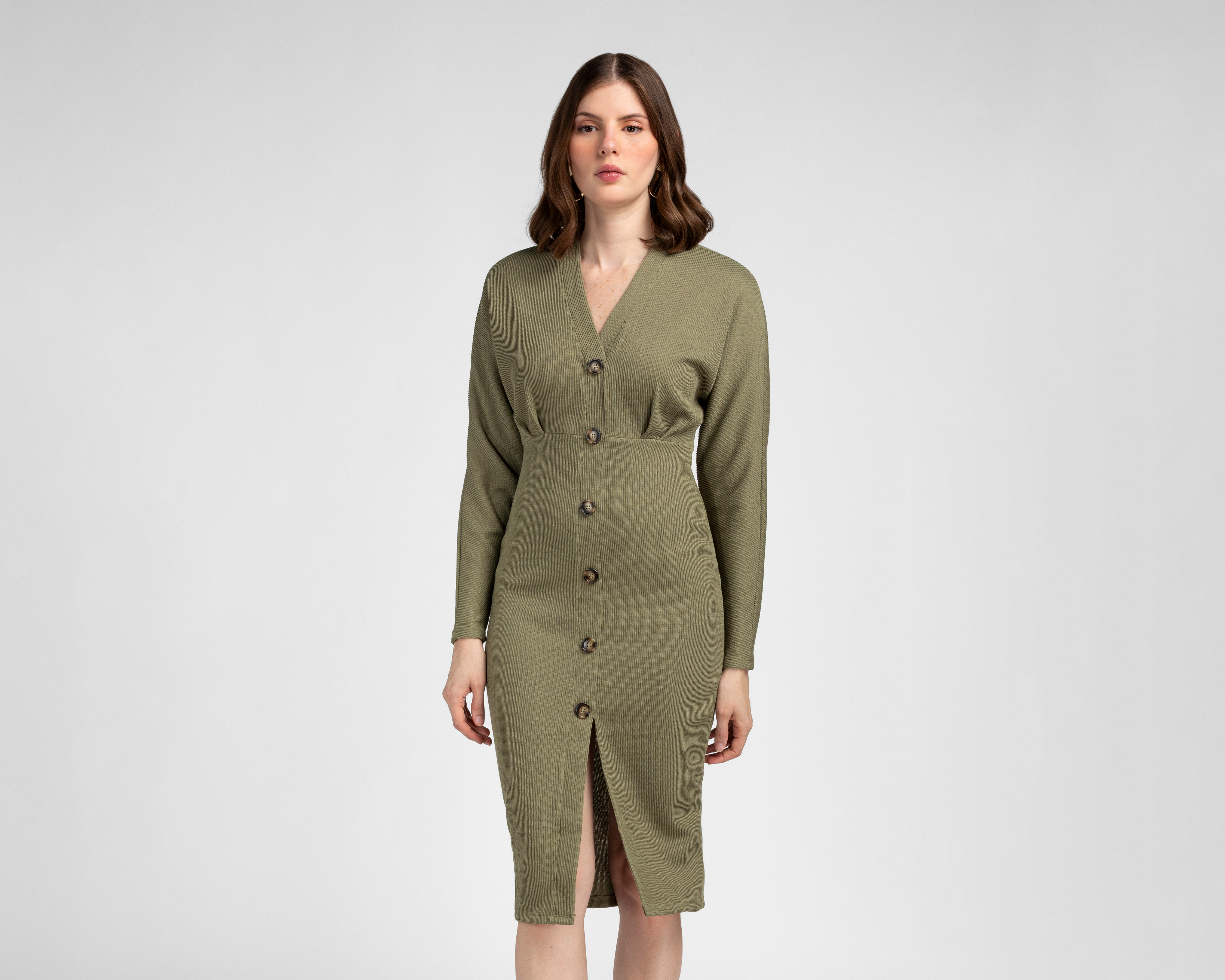 Vestido Casual Jennifer Lopez Verde Manga Larga para Mujer