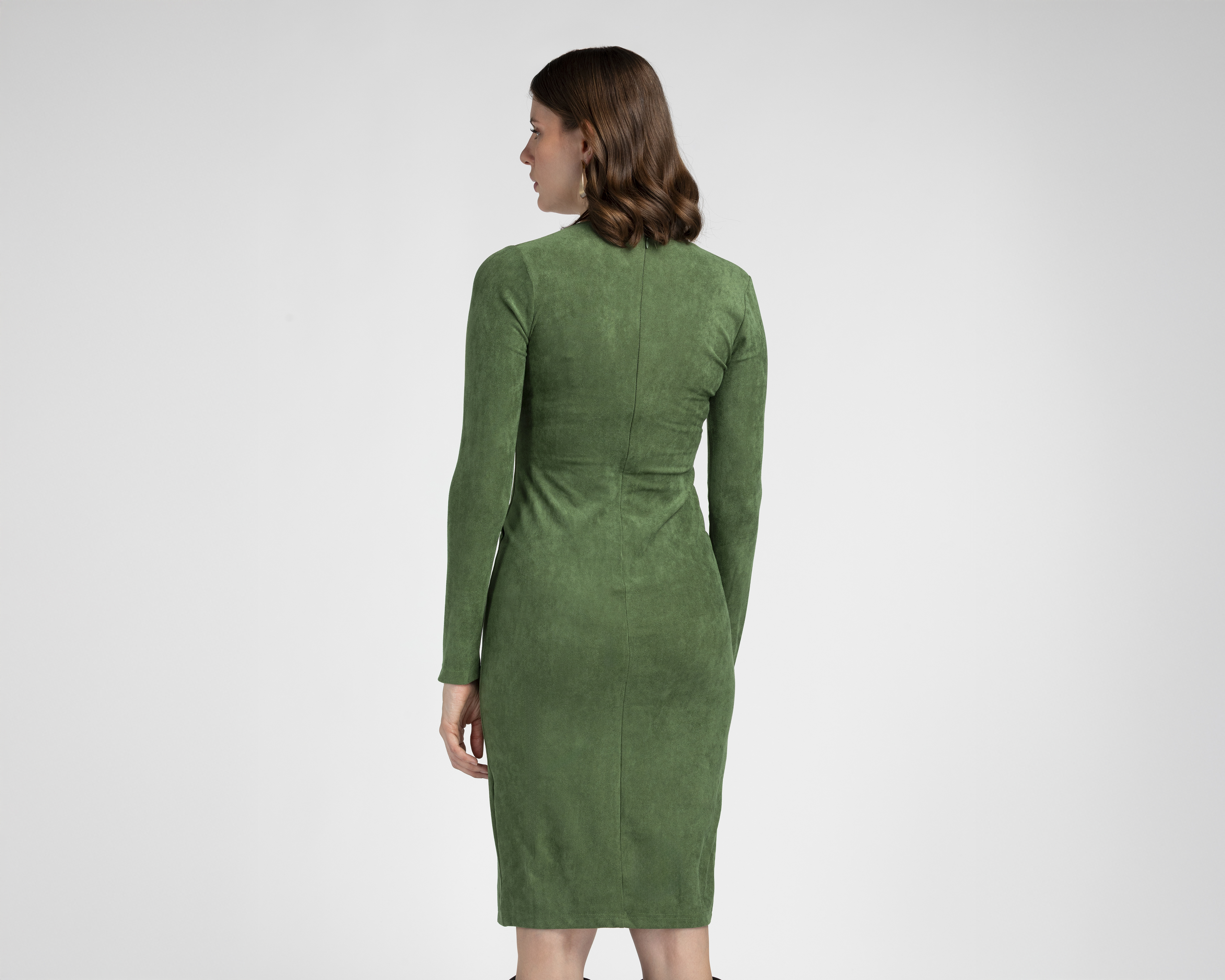 Foto 4 pulgar | Foto 3 | Vestido Casual Jennifer Lopez Verde Manga Larga Corto para Mujer