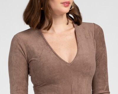 Foto 4 | Foto 4 | Vestido Casual Jennifer Lopez Café Manga Larga Corto para Mujer