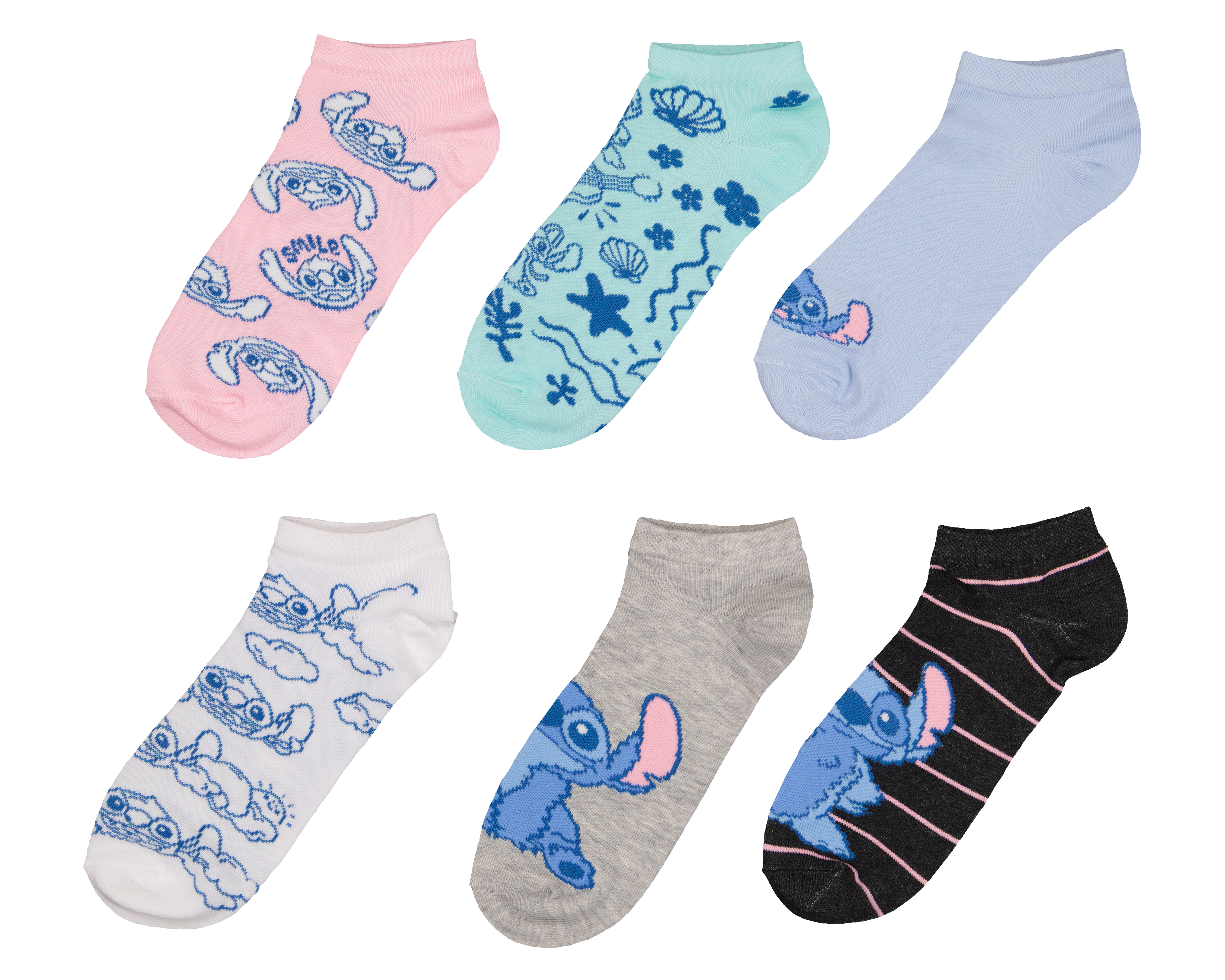 Calcetas Tines Disney Lilo & Stitch para Mujer 6 Pares