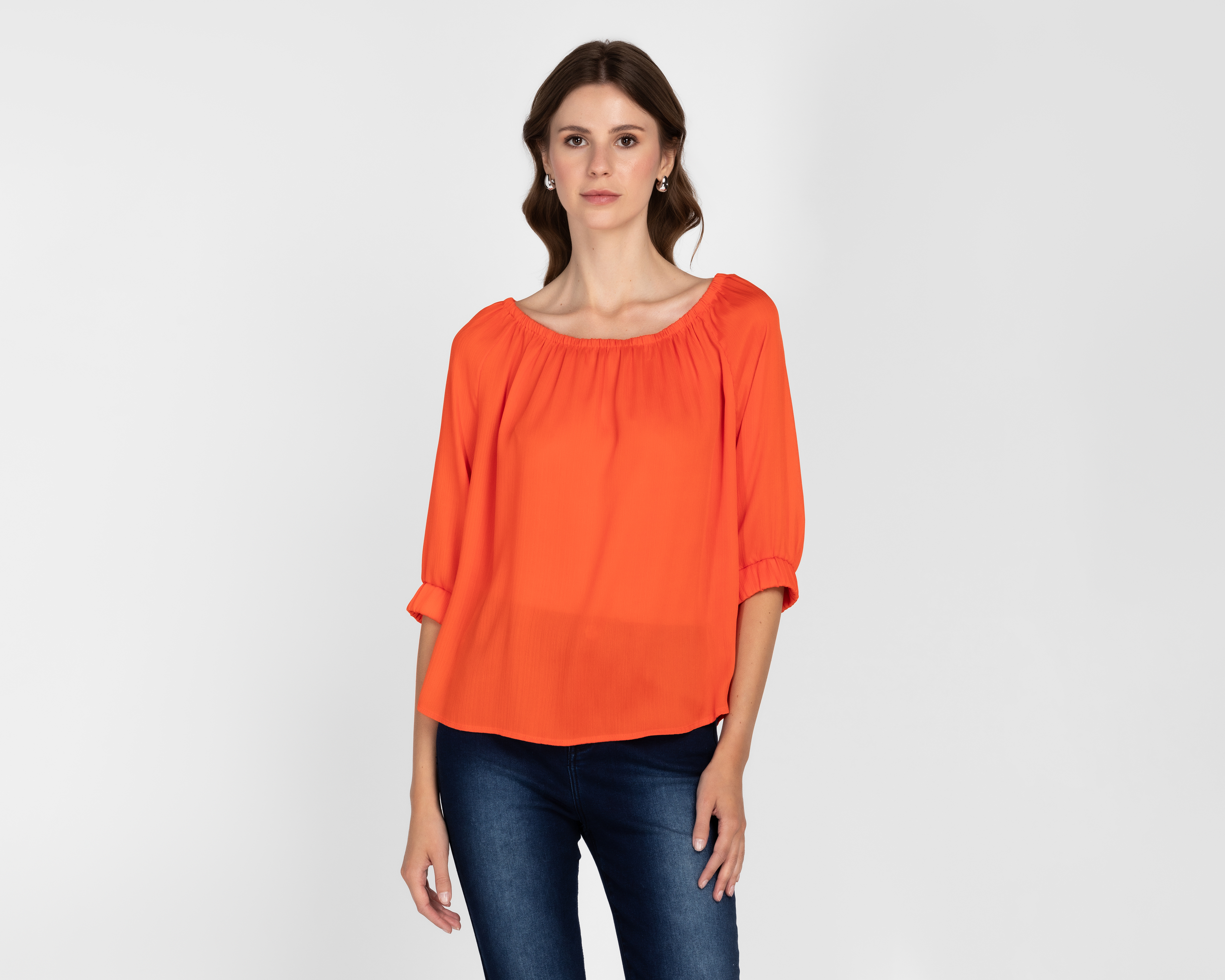 Foto 1 | Foto 1 | Blusa Andiamo Manga 3/4 Anaranjada para Mujer