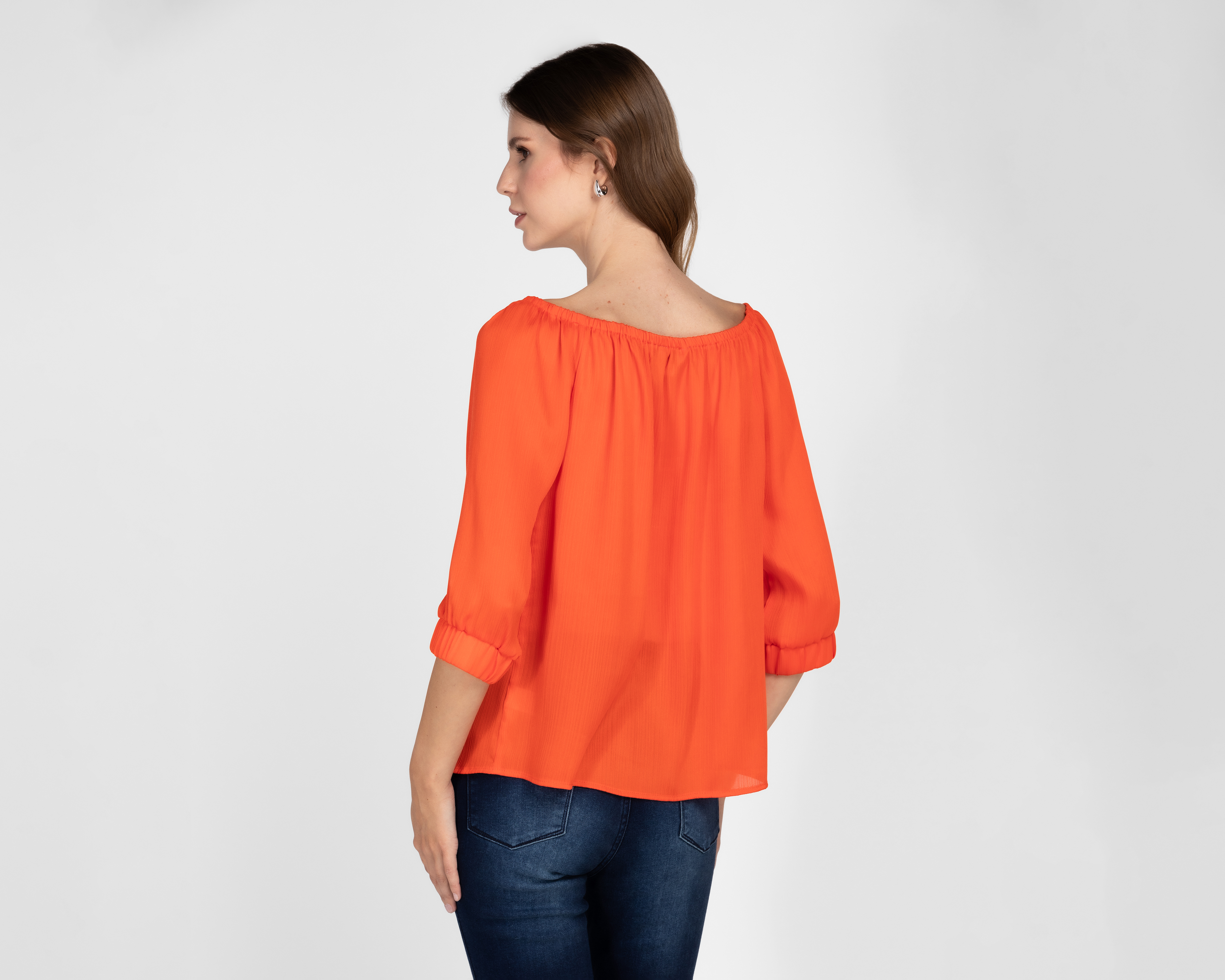 Foto 4 pulgar | Foto 3 | Blusa Andiamo Manga 3/4 Anaranjada para Mujer