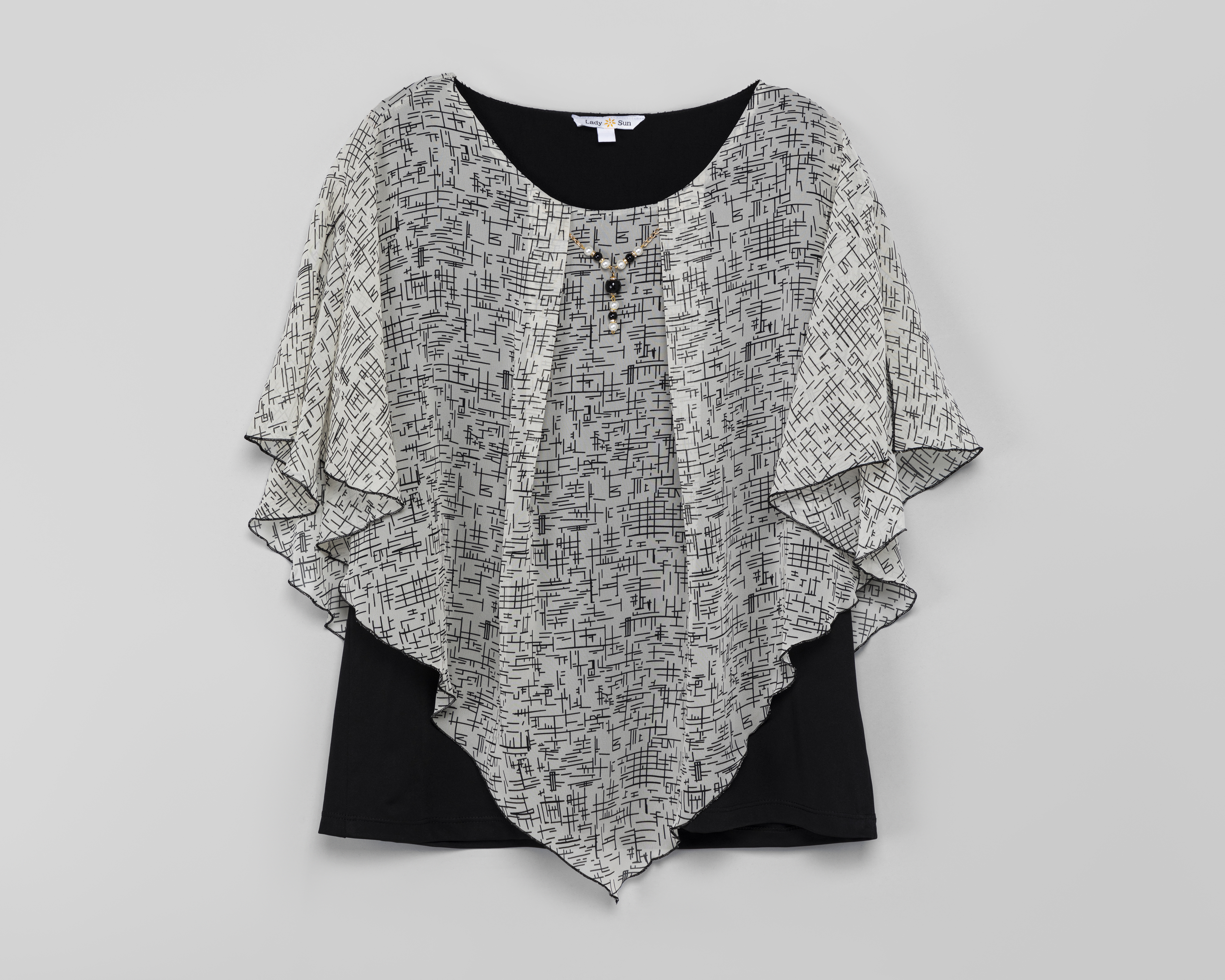 Blusa Lady Sun Estampada con Capa y Collar
