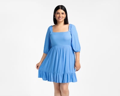 Foto 4 | Foto 4 | Vestido Casual Refill Azul Manga 3/4 Corto para Mujer