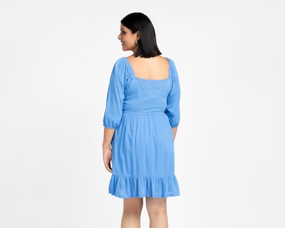 Foto 6 | Foto 6 | Vestido Casual Refill Azul Manga 3/4 Corto para Mujer